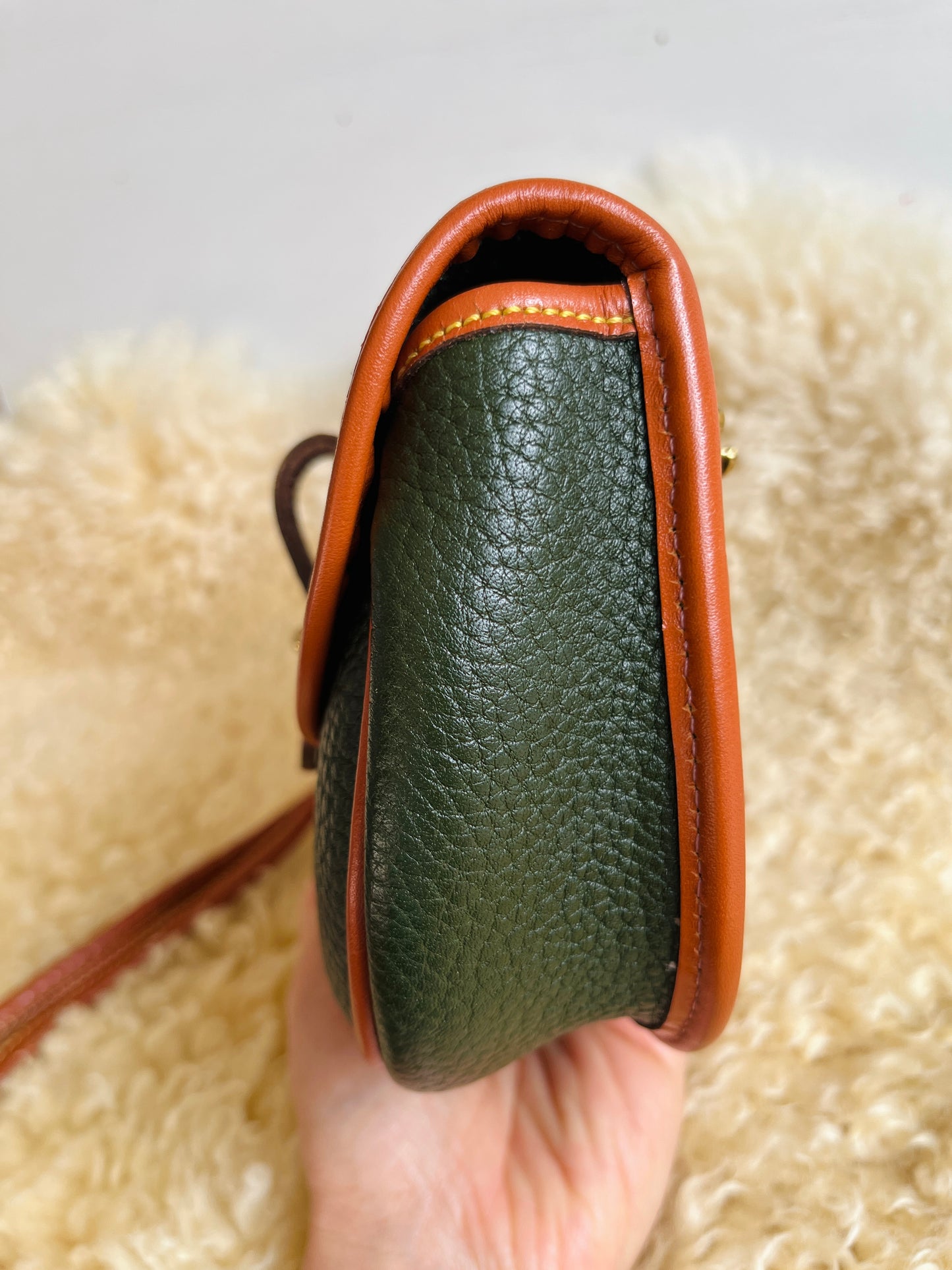 1990s Forest Green British Tan Mini Flap Bag