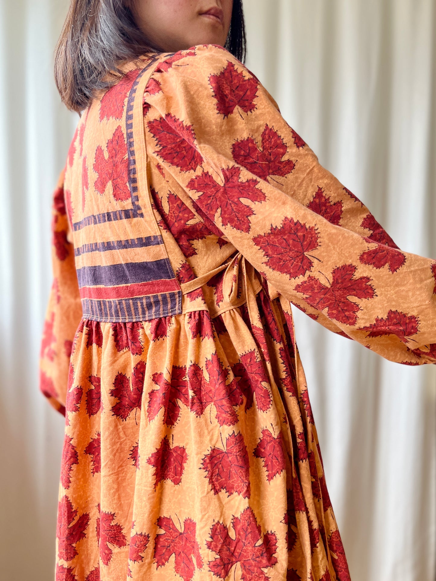 Repurpose Vintage Indian Block Print 70s inspired Goddess Maxi Dress