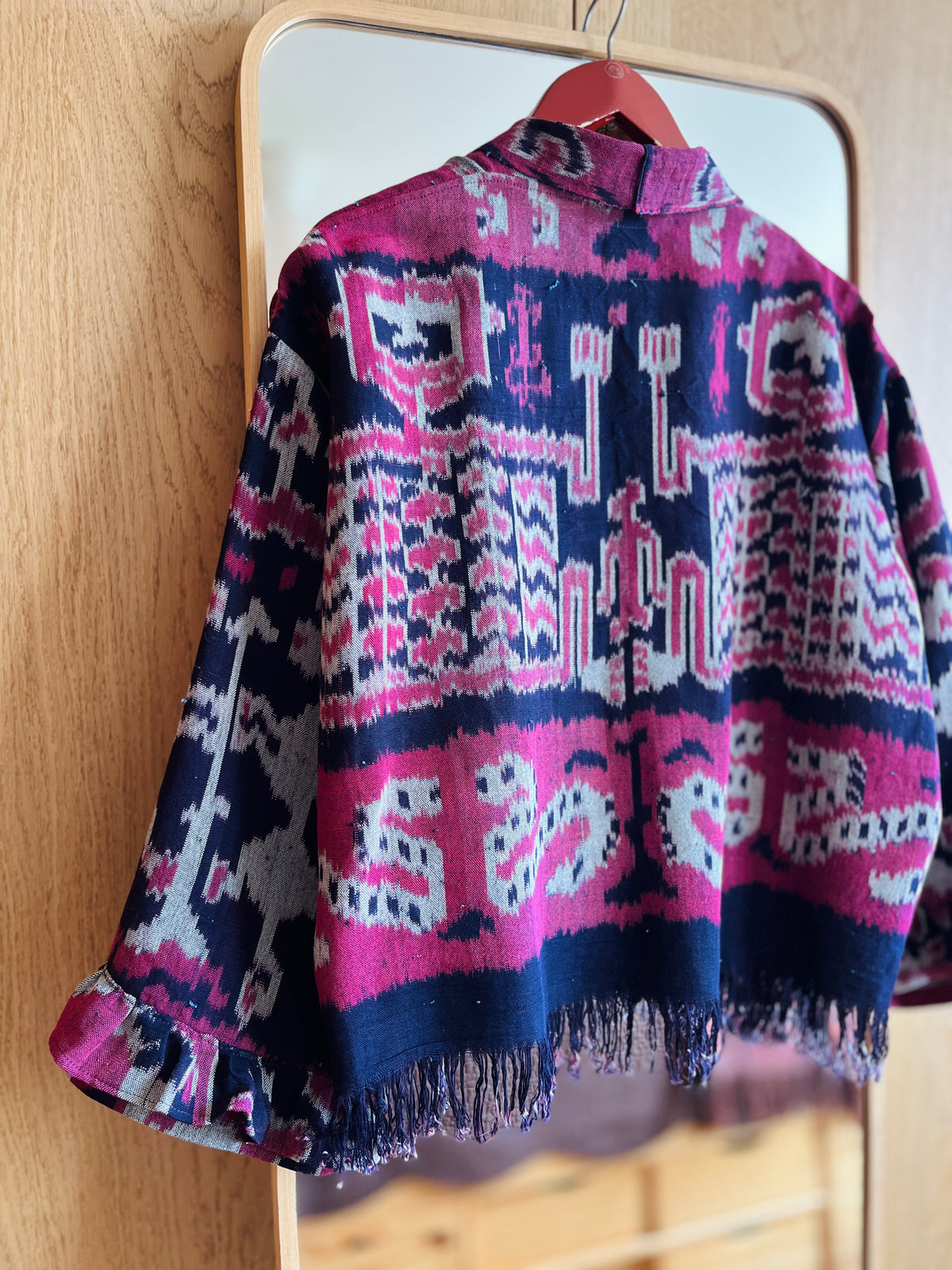 Vintage Ikat textile turns short duster