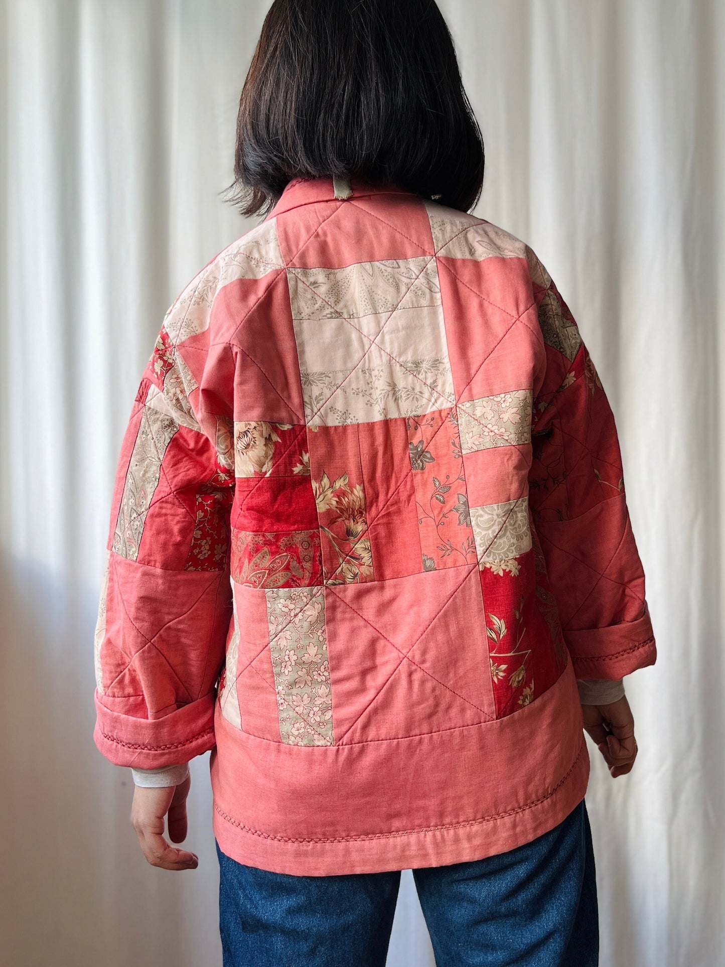 Vintage quilted blanket turns Spring Kimono jacket
