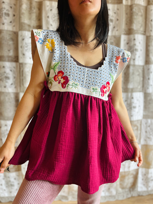 Baby doll tunic with side ties