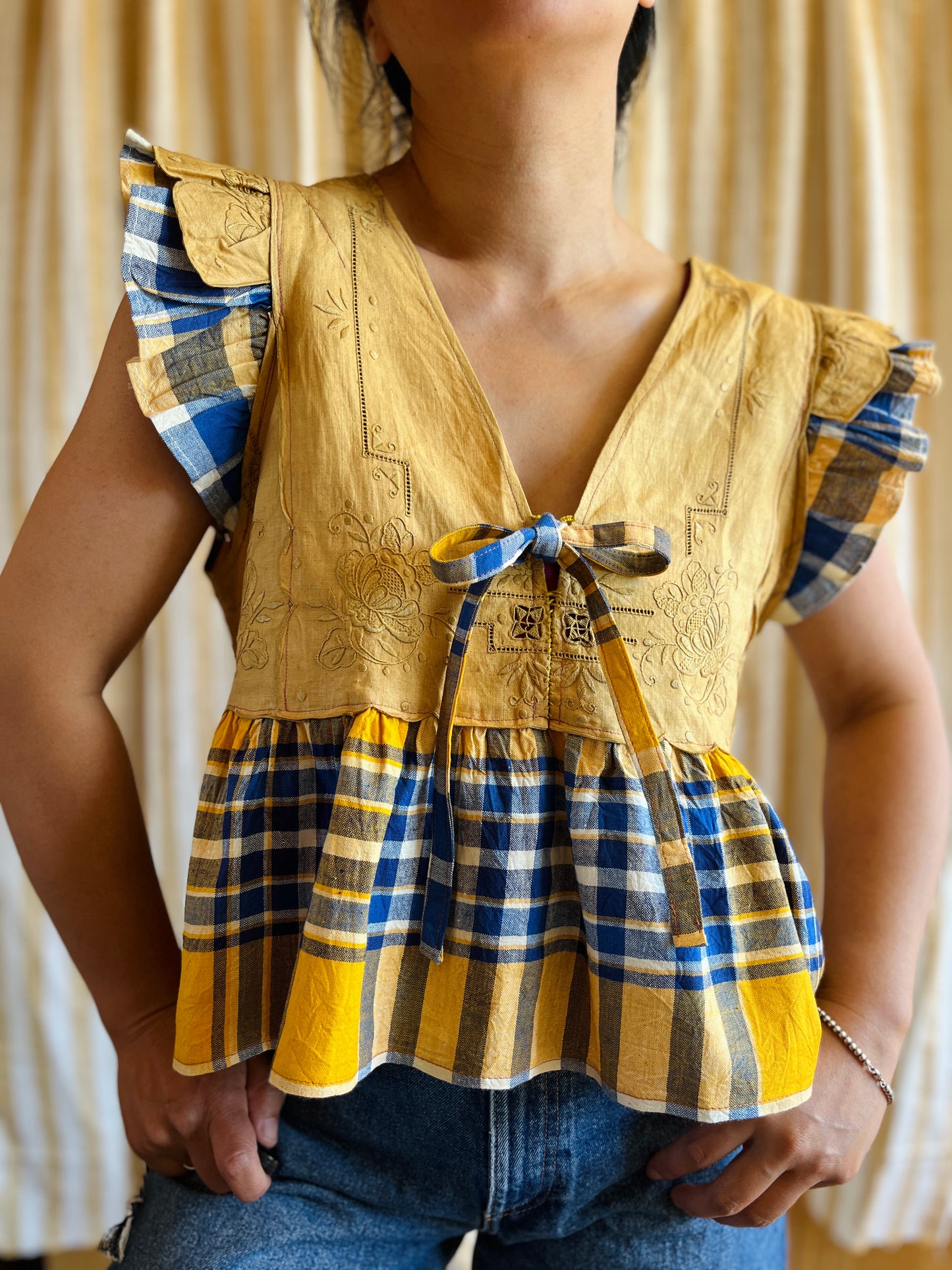 Passion Dyes - Gold gingham double ruffled Dolly