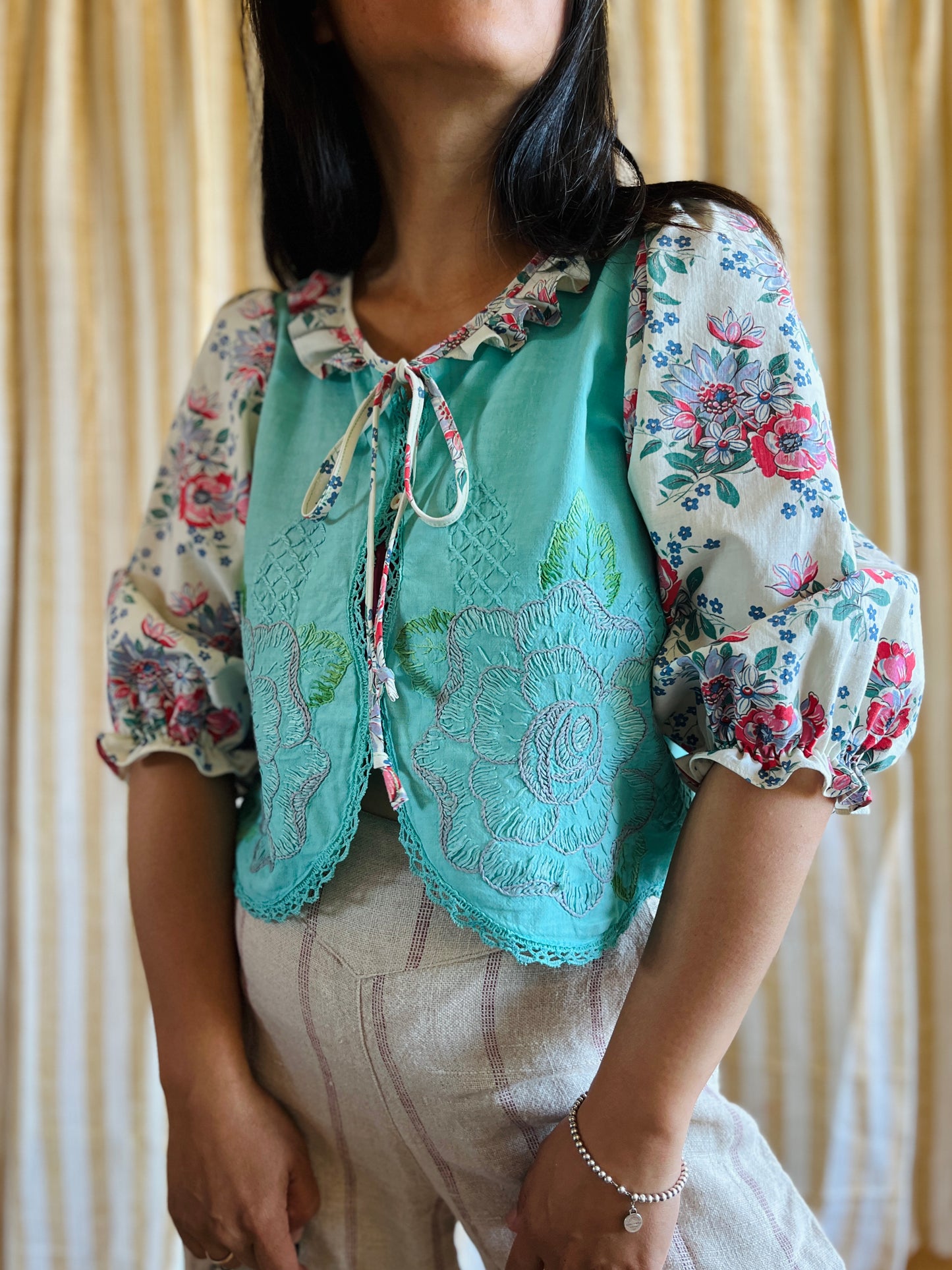 Passion Dyes - turquoise ruffle blouse