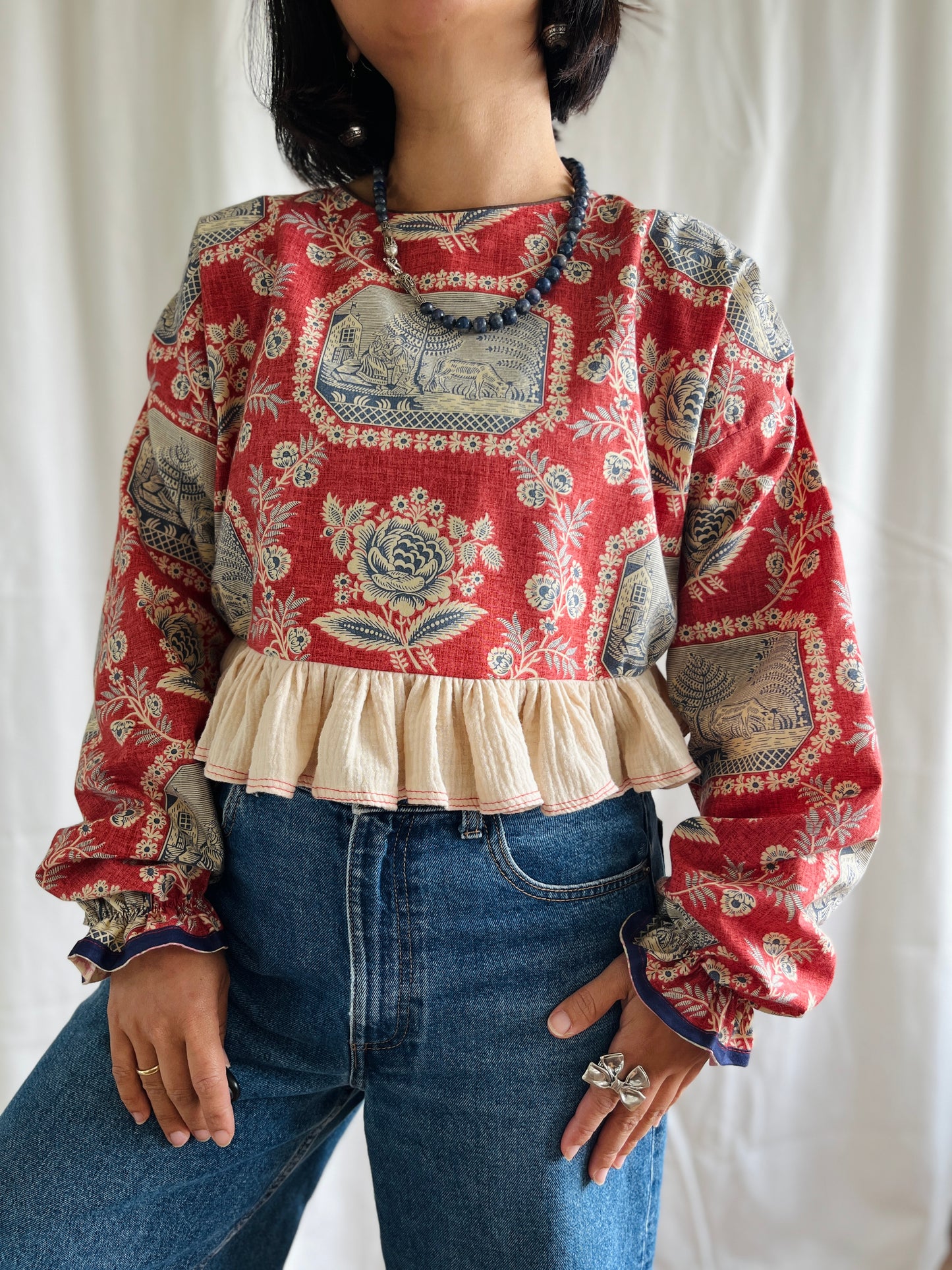 🏵️ Antique French Textile Dolly Top