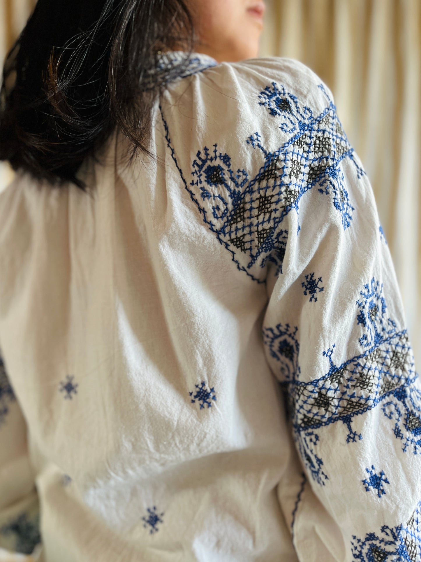 70s Vintage Romanian Folk Hand embroidered Blouse
