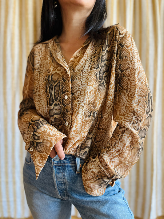 Y2K Snake prints Sheer Blouse