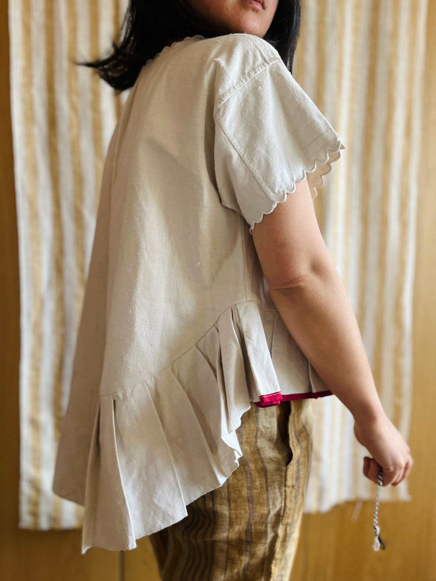 19th Century French Nightgown Turns pleated tunic