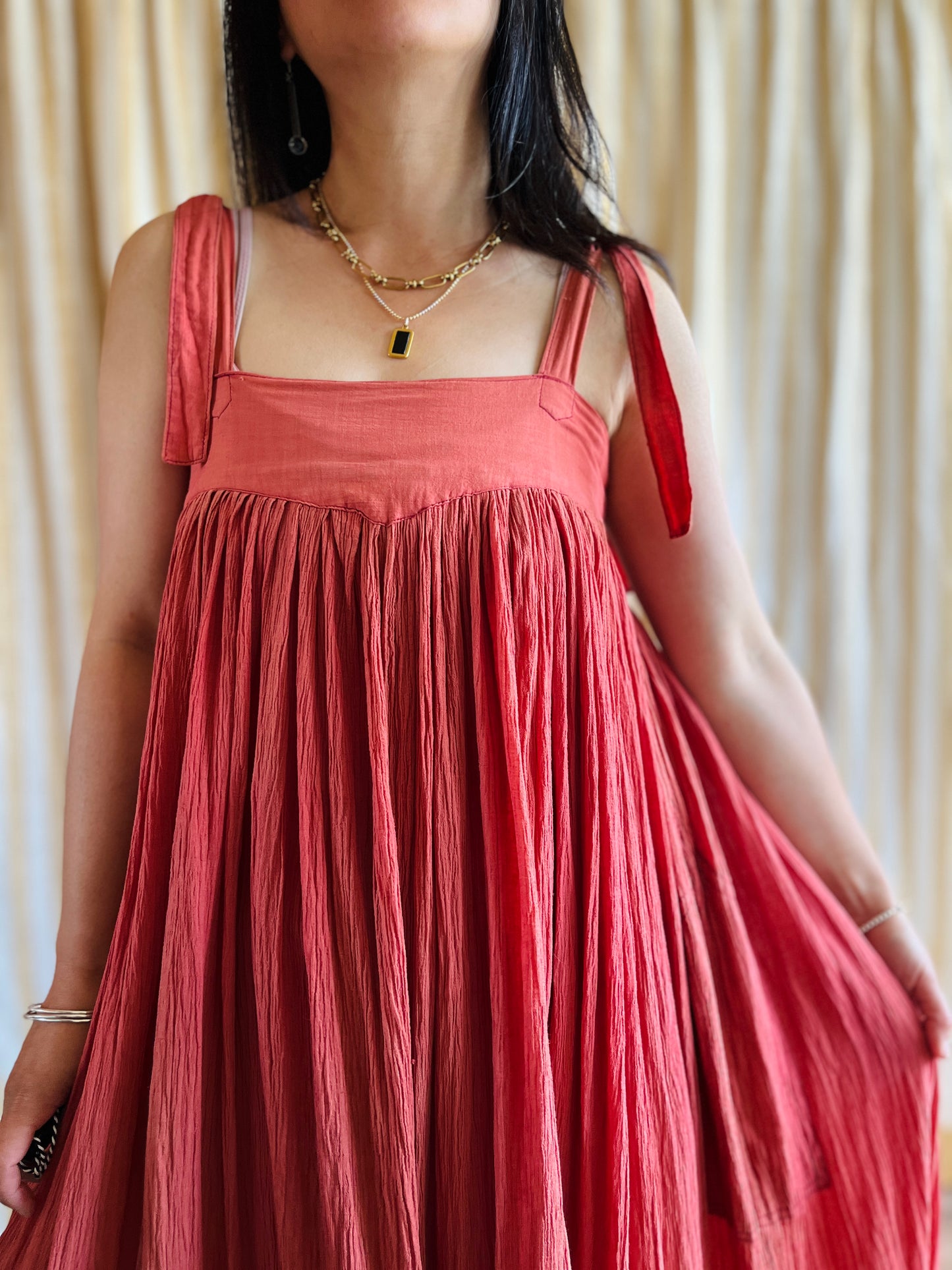 Torrid Coral Pink 70s cheesecloth full circle sundress