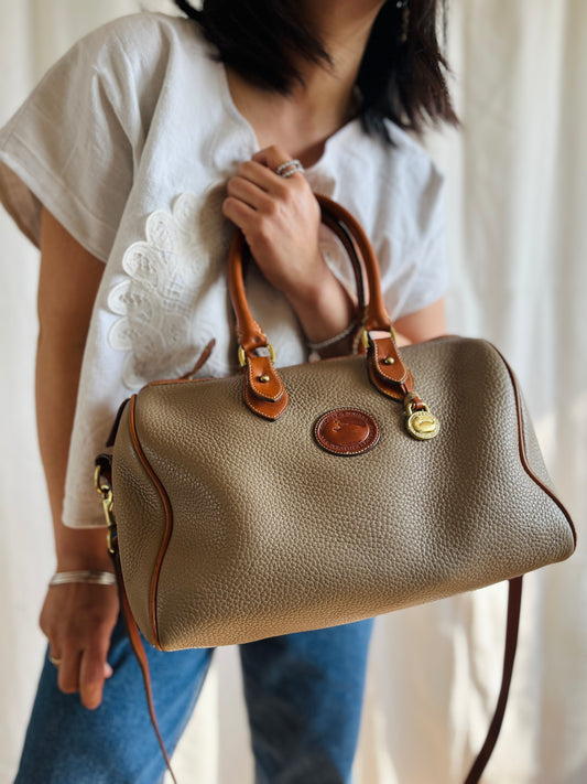 Taupe/British Tan R38 Largest Speedy Doctor's Bag Satchel with Strap