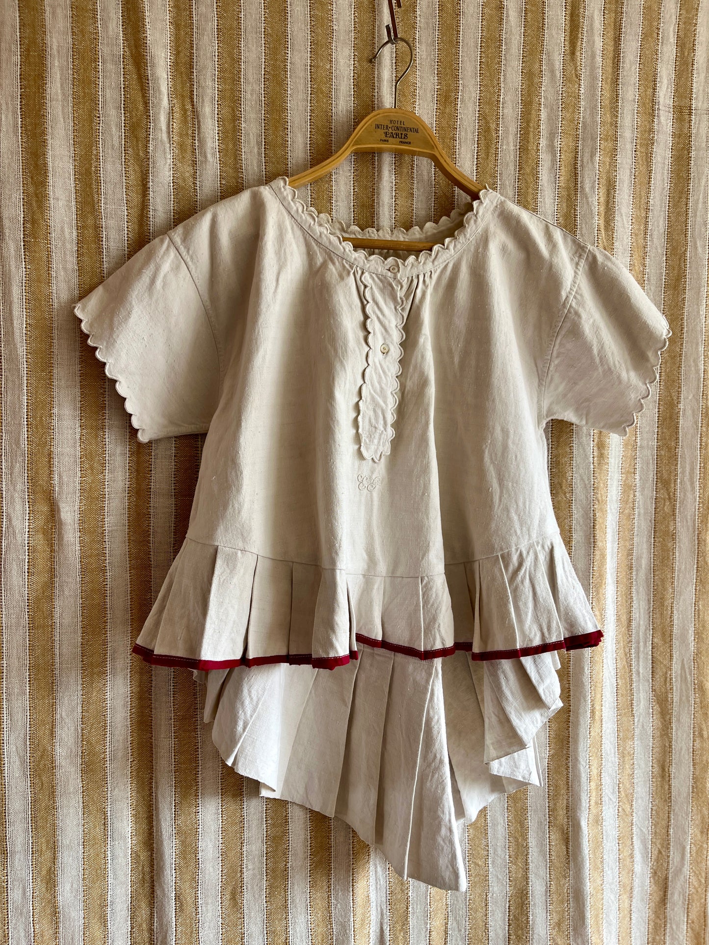 19th Century French Nightgown Turns pleated tunic