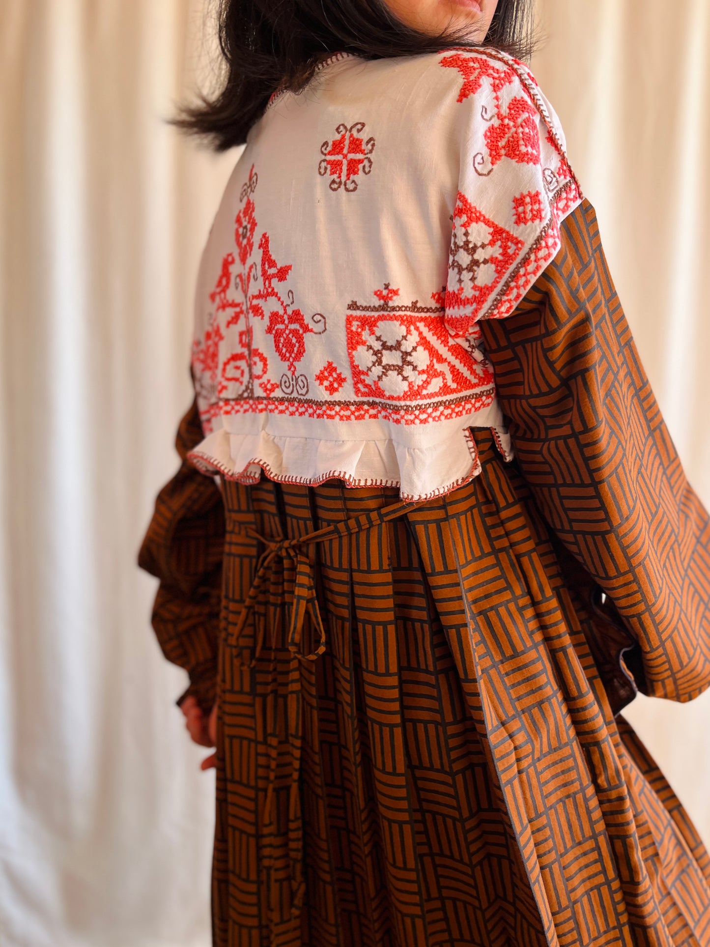 Birdies pleated long dress with ties