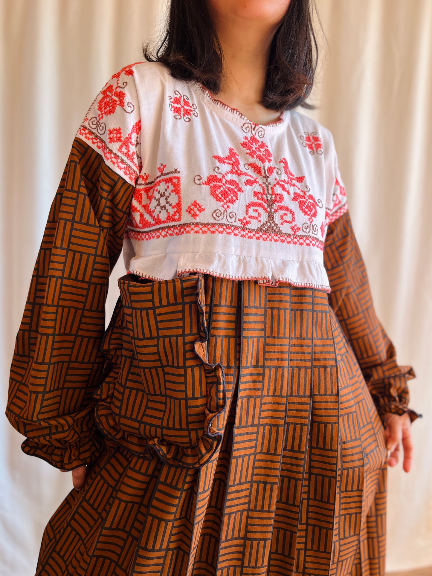 Birdies pleated long dress with ties