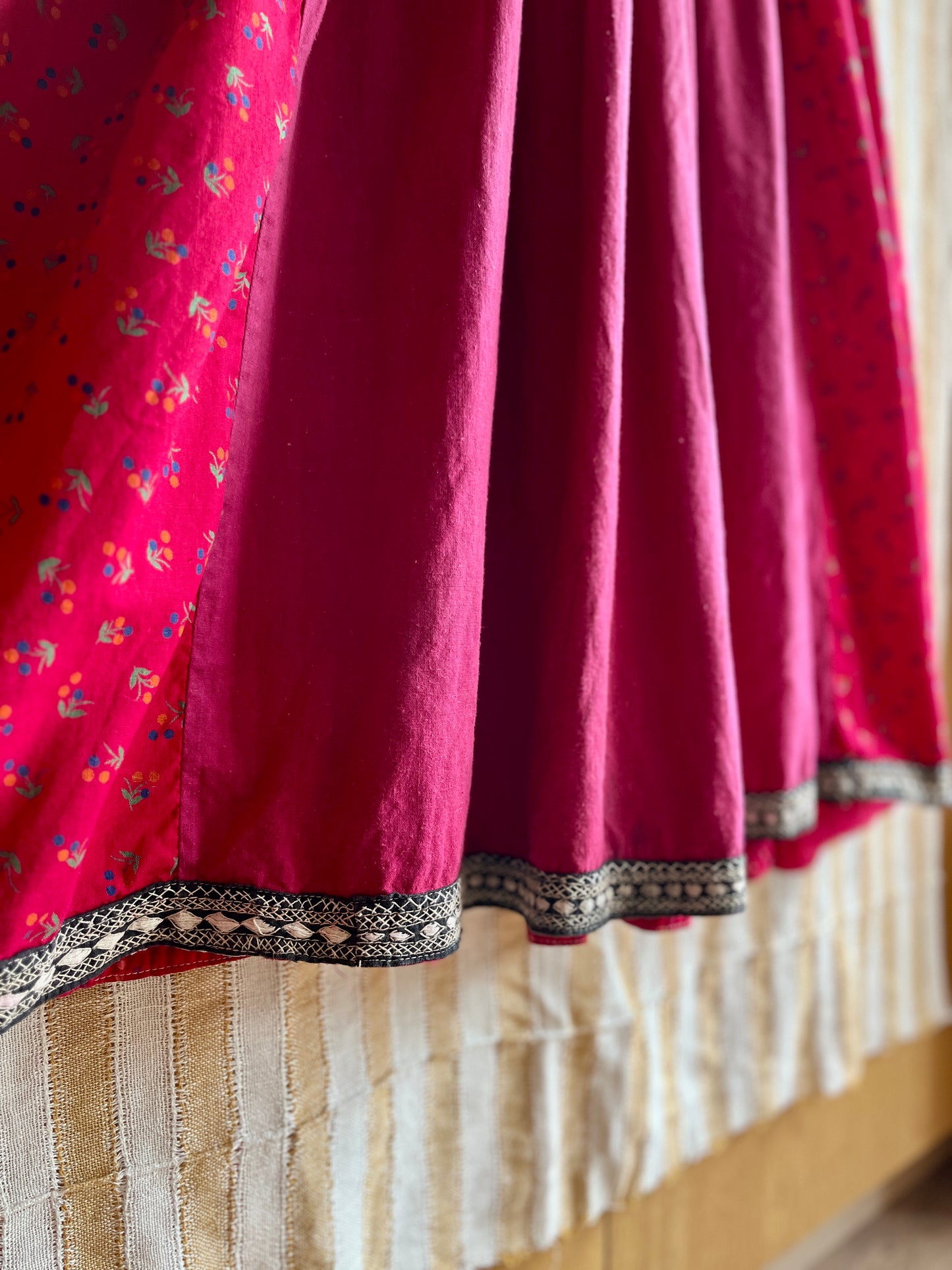 Afghan folk dress Smocking hand embroidery maxi dress