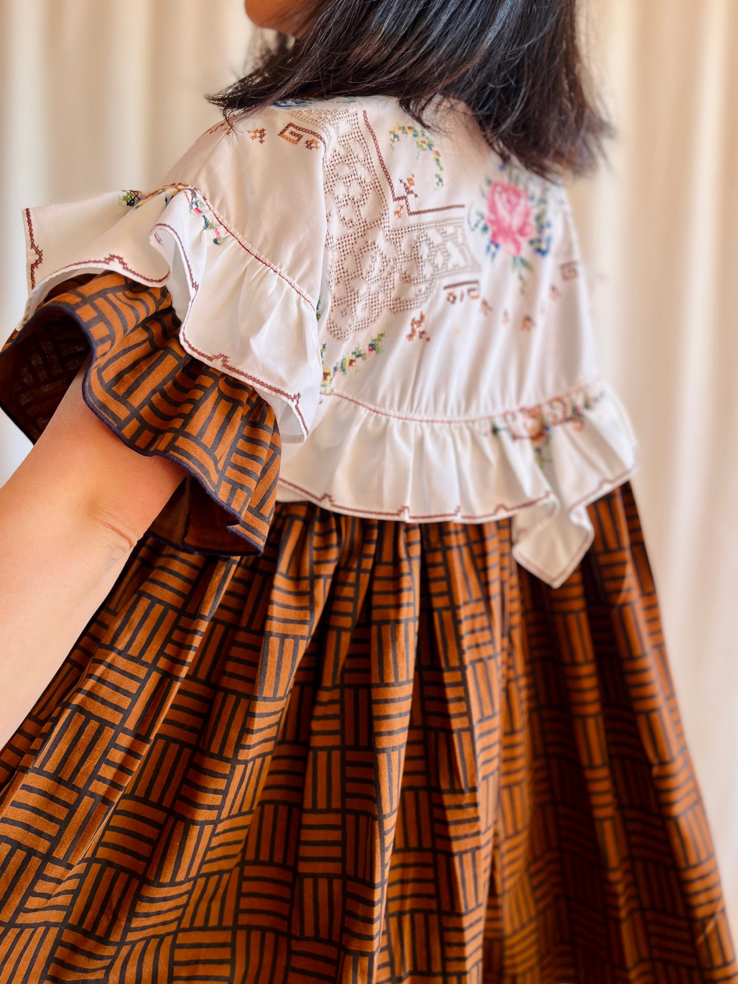 Hand embroidered ruffle tunic / mini dress