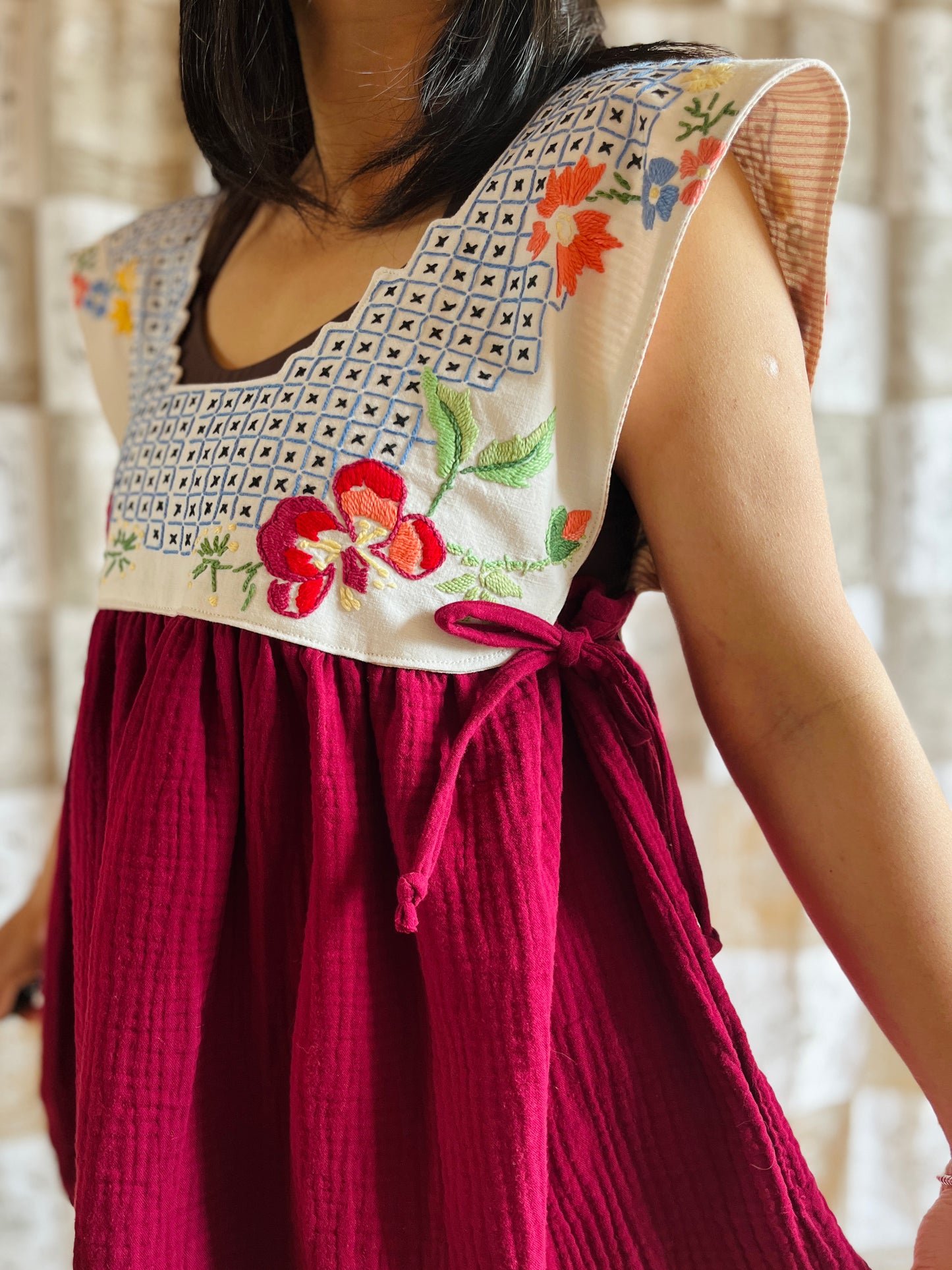 Baby doll tunic with side ties