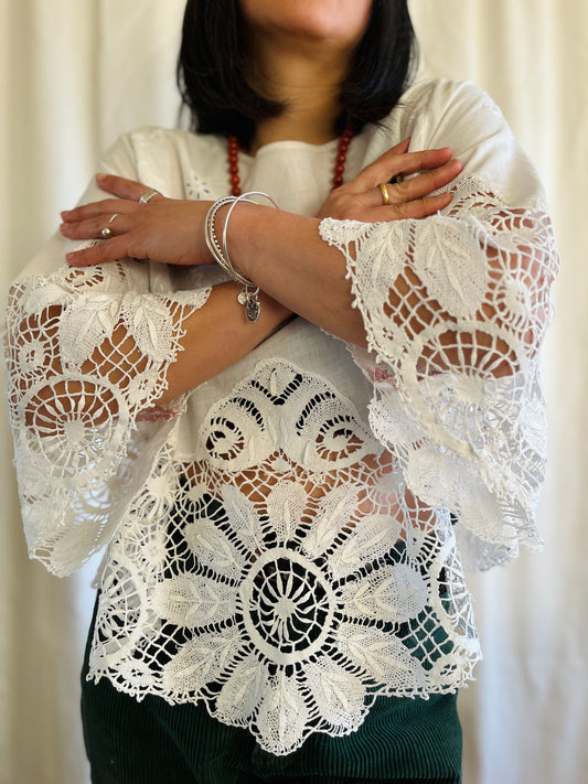 Crochet lace circular tunic