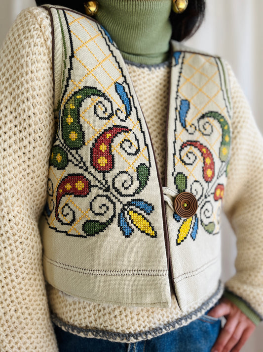 🎴 Floral embroidery Sweater Waistcoat
