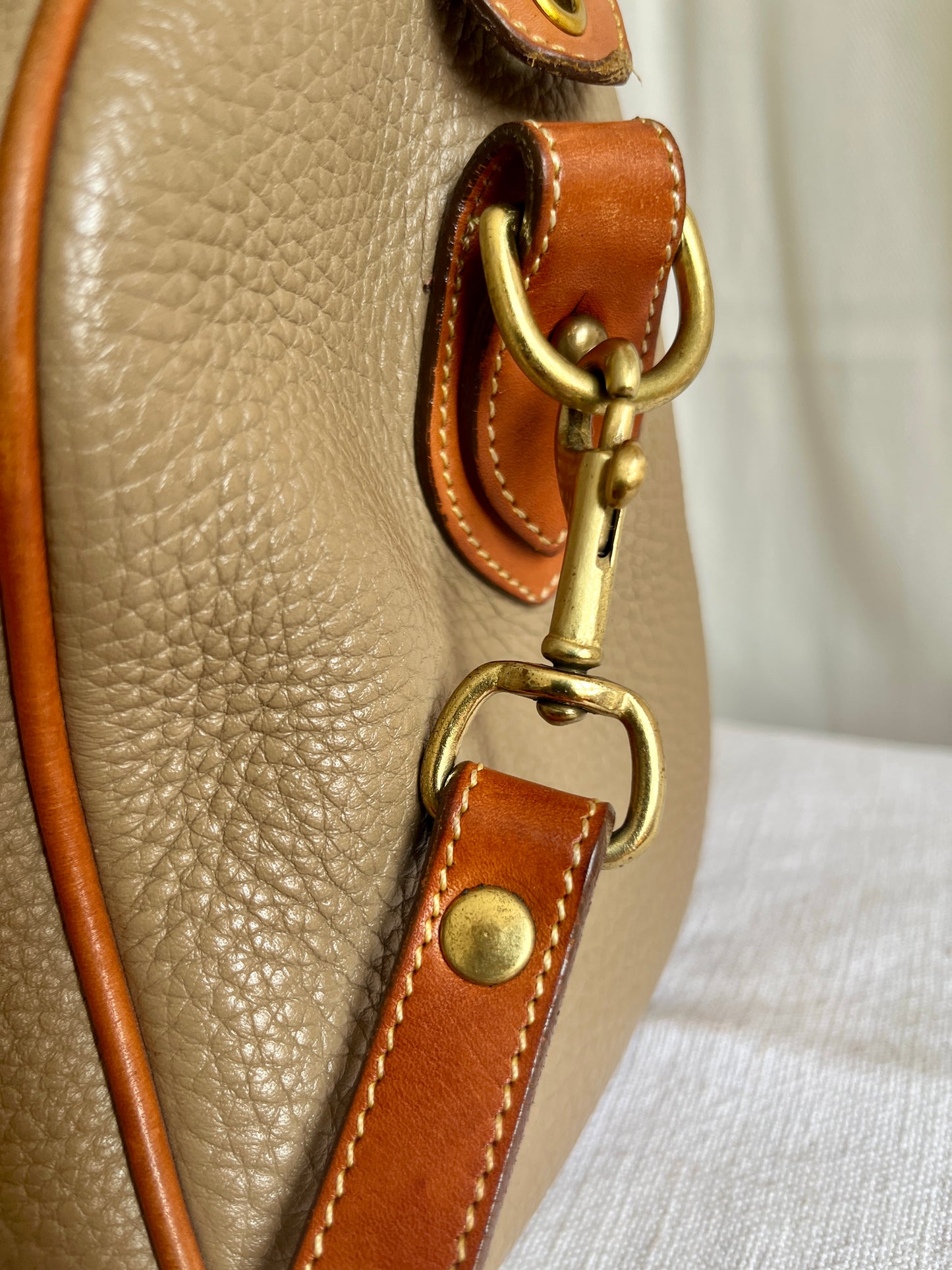 Taupe/British Tan R38 Largest Speedy Doctor's Bag Satchel with Strap