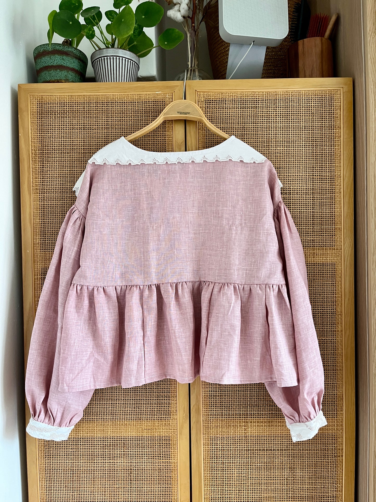 Marble pink linen and baby bib tunic