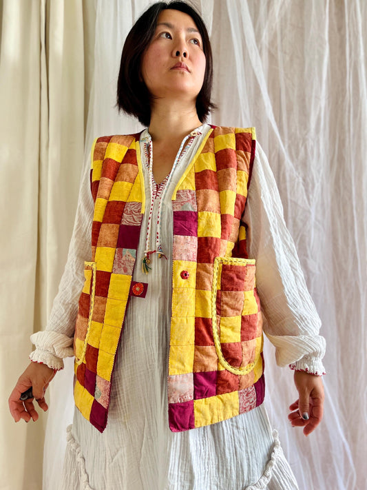 Pixel hand quilted baby blanket oversized waistcoat