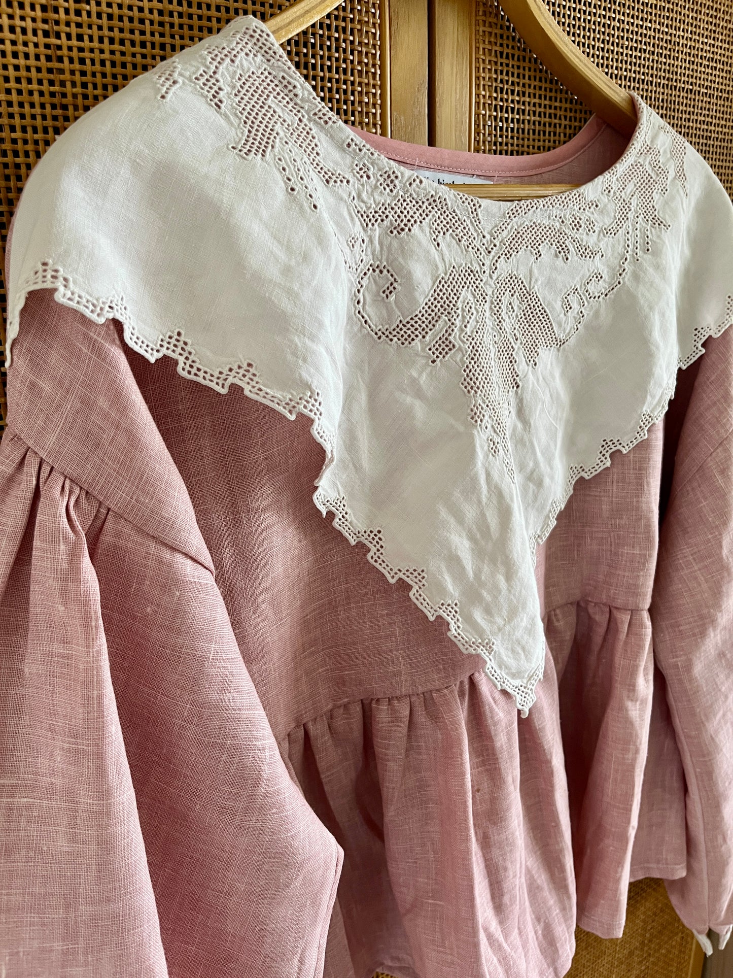 Marble pink linen and baby bib tunic