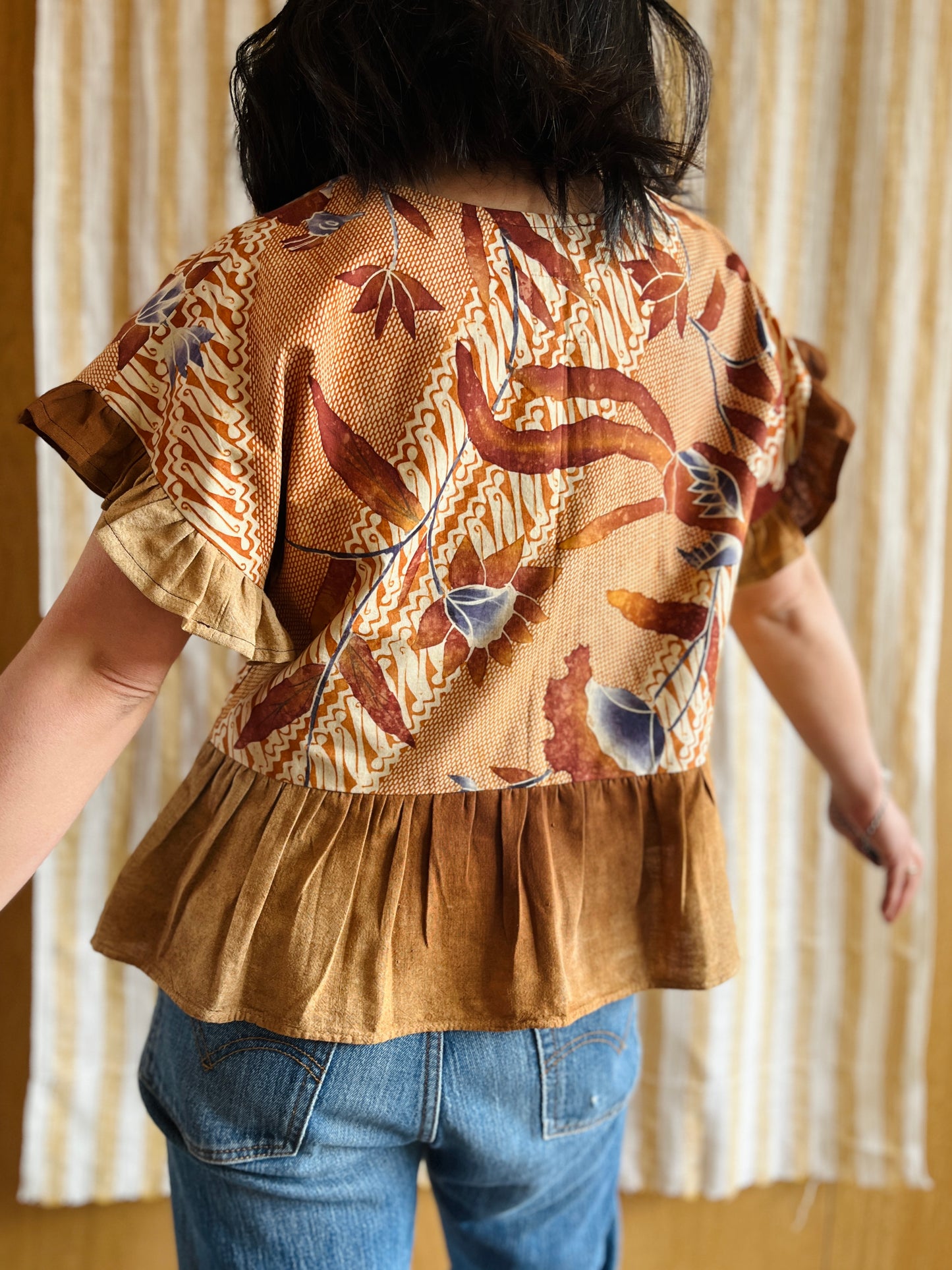 Vintage Batik and berry farmer cheesecloth dolly top