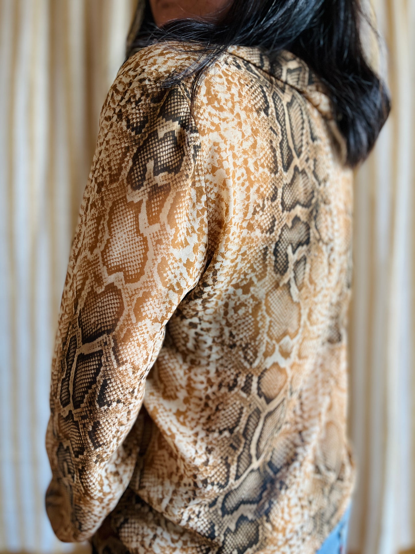 Y2K Snake prints Sheer Blouse