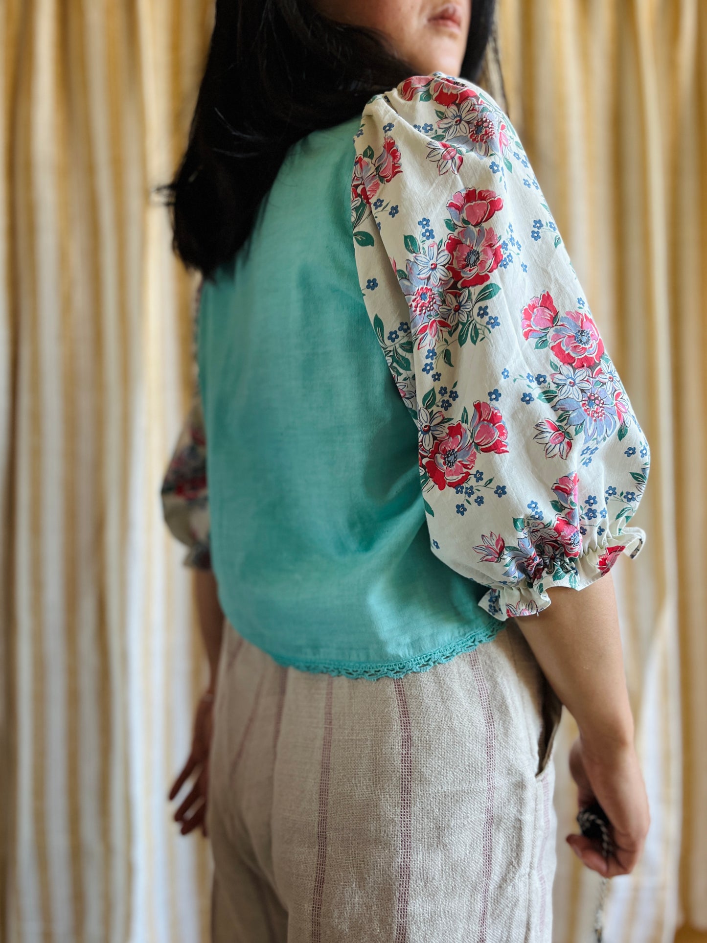 Passion Dyes - turquoise ruffle blouse