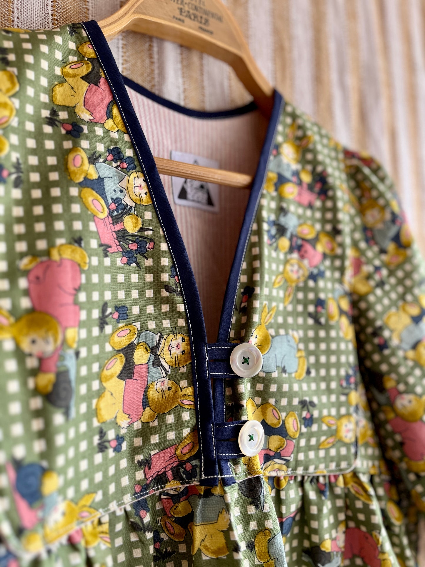 Rabbit and Snail vintage textile Goddess Blouse