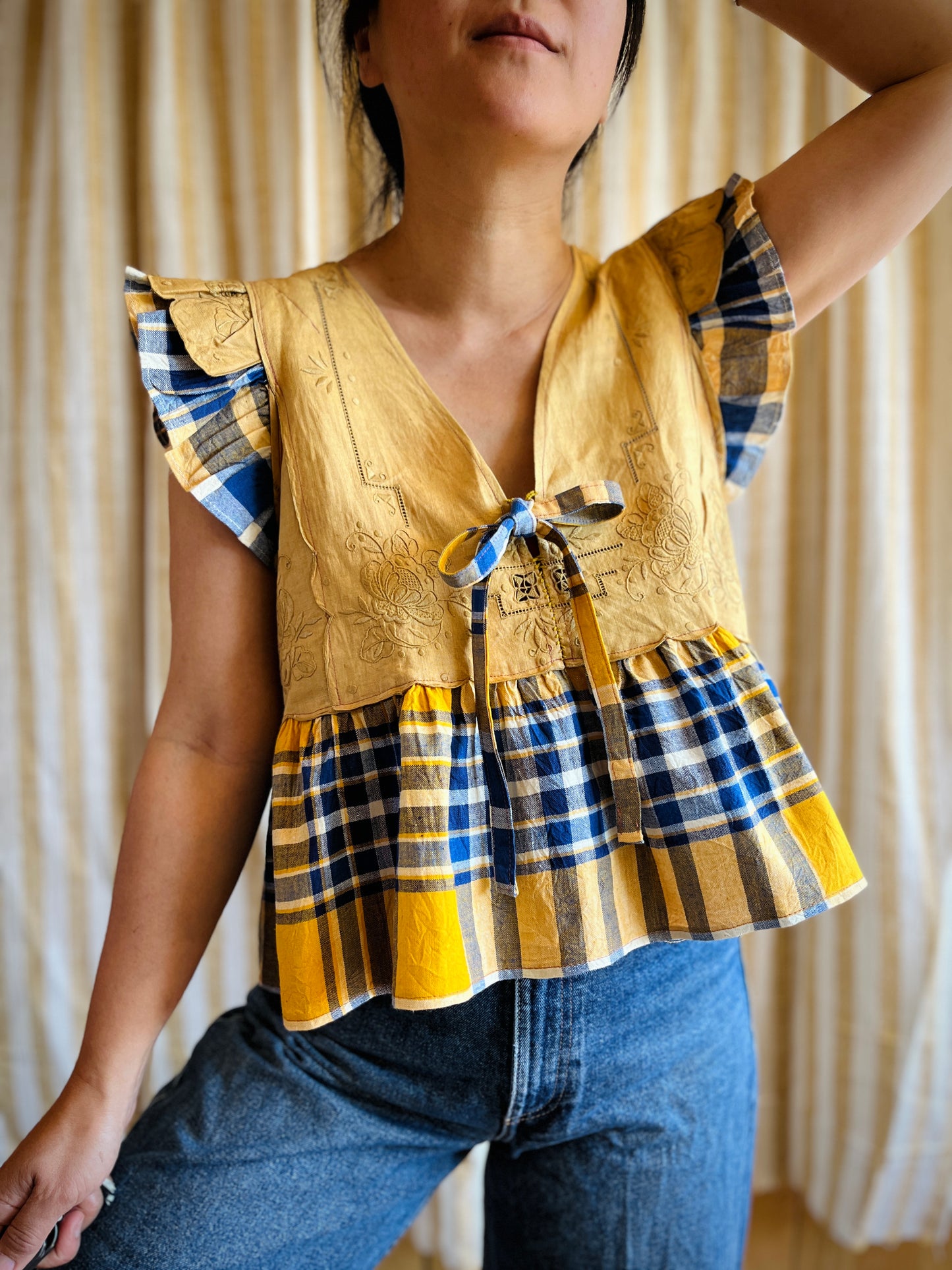 Passion Dyes - Gold gingham double ruffled Dolly