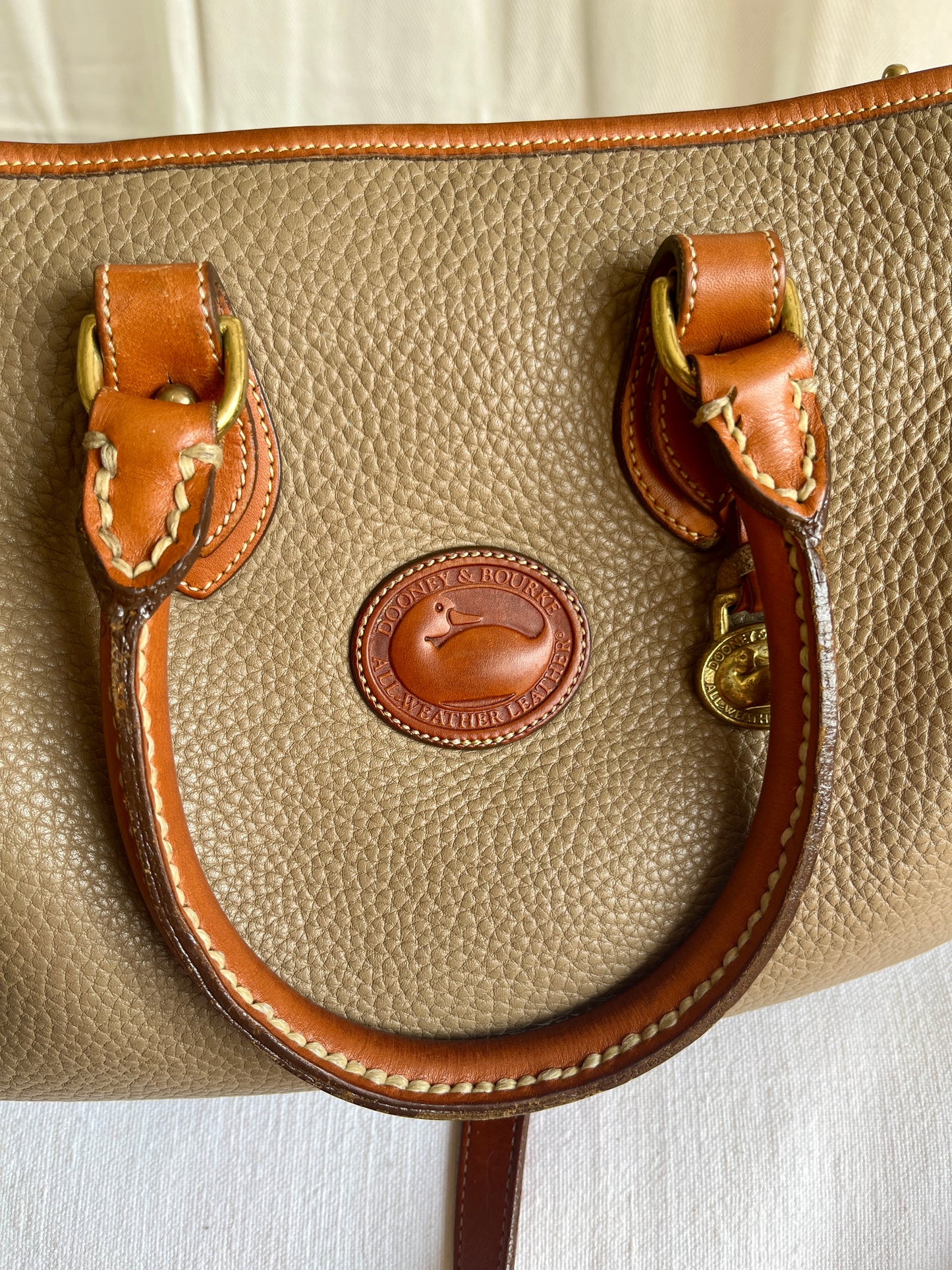 Taupe/British Tan R38 Largest Speedy Doctor's Bag Satchel with Strap