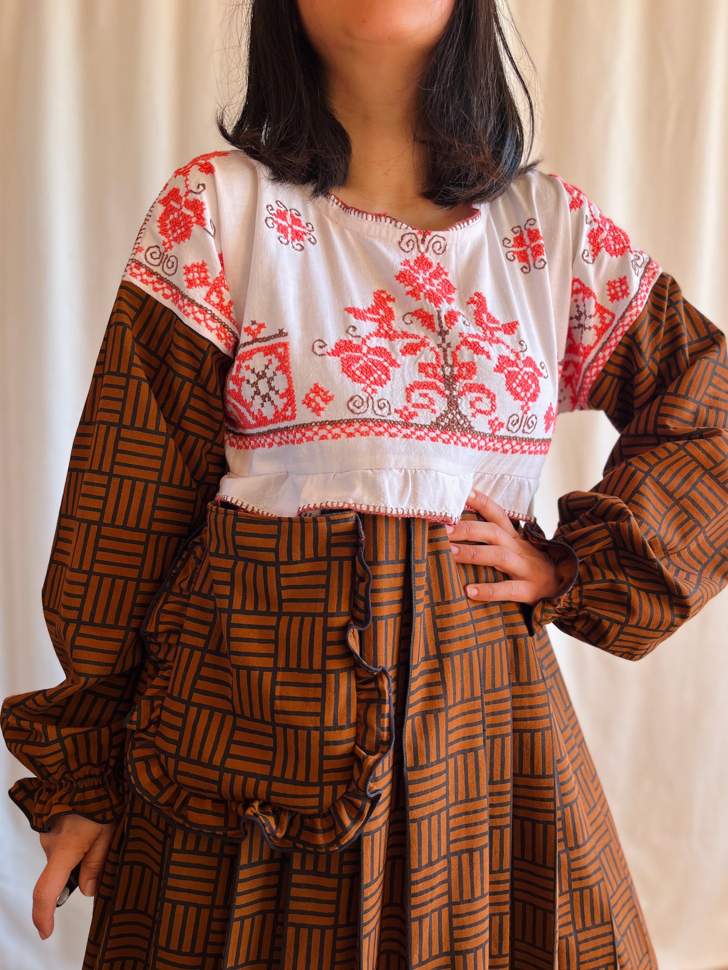 Birdies pleated long dress with ties