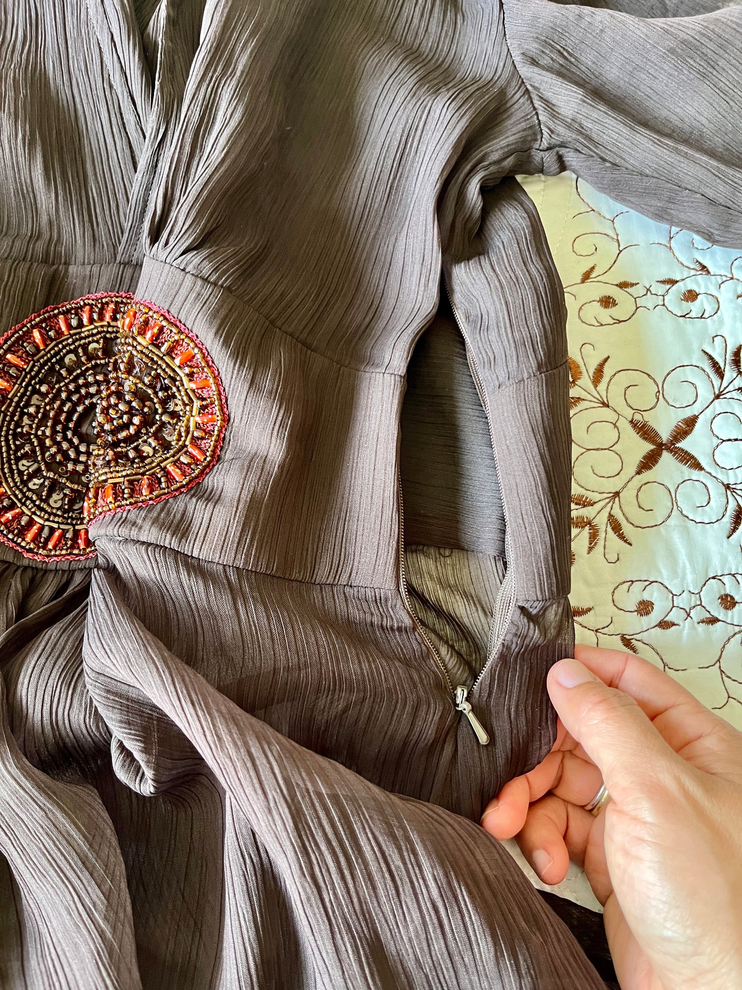 Indian Open Sleeves Beaded Tunic Deep V Goddess