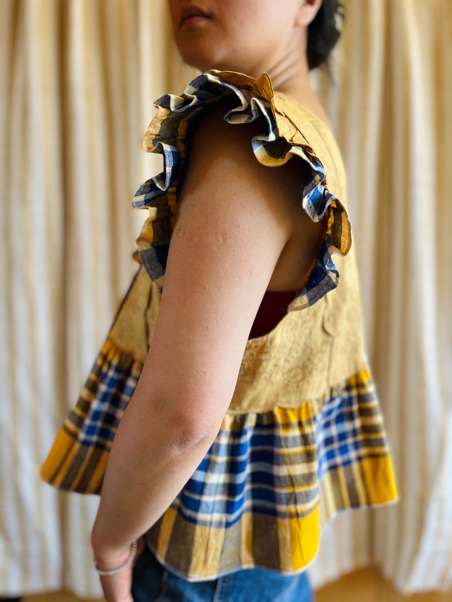 Passion Dyes - Gold gingham double ruffled Dolly