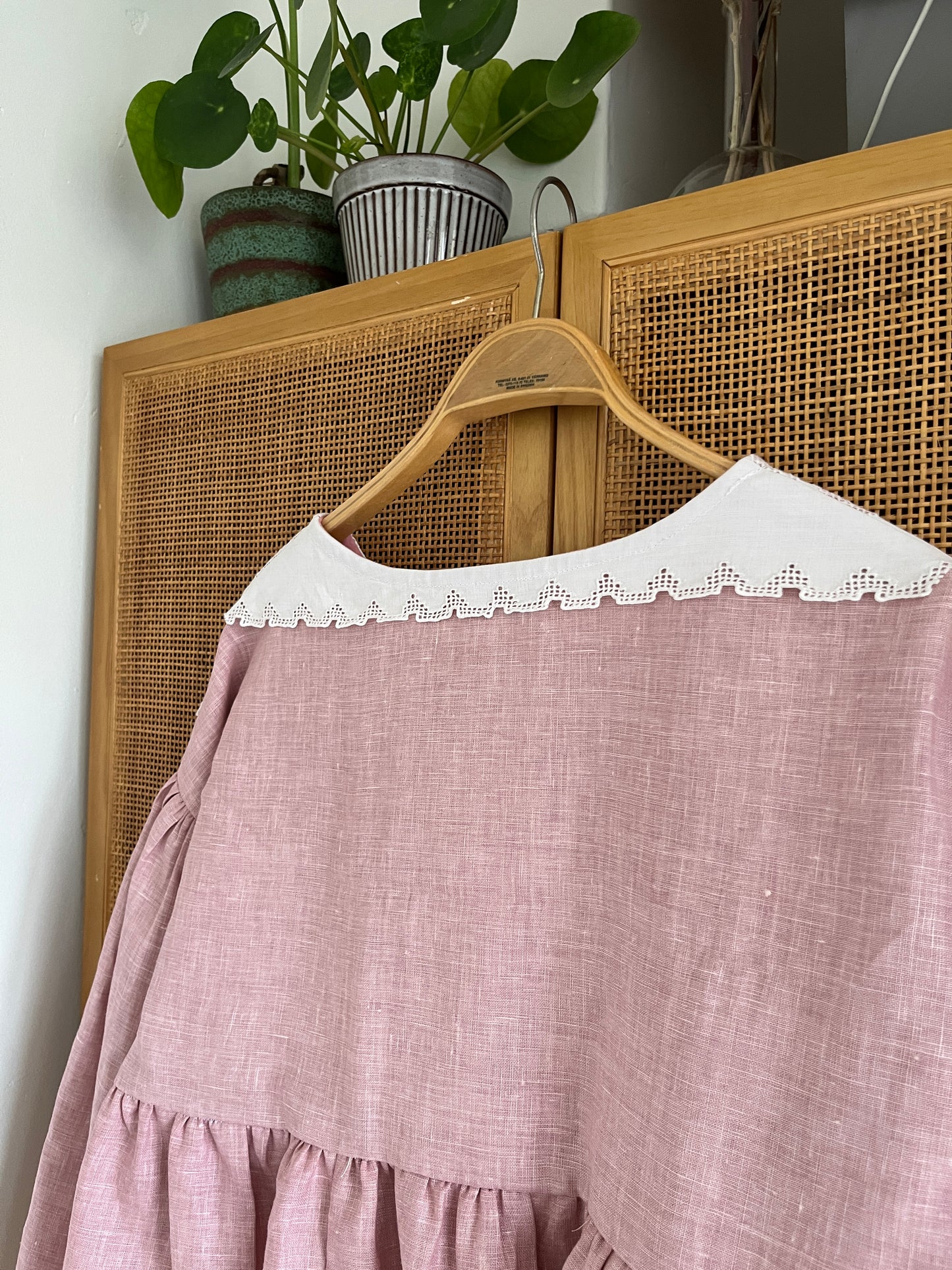 Marble pink linen and baby bib tunic