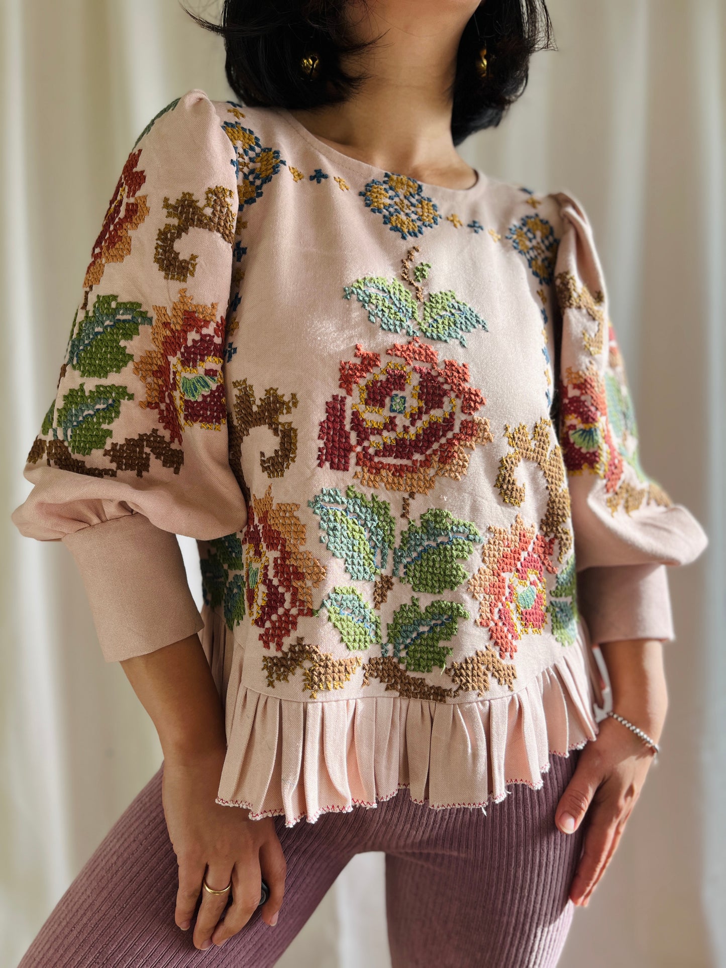 🎴 Astonishing Embroidered Roses Dolly Blouse