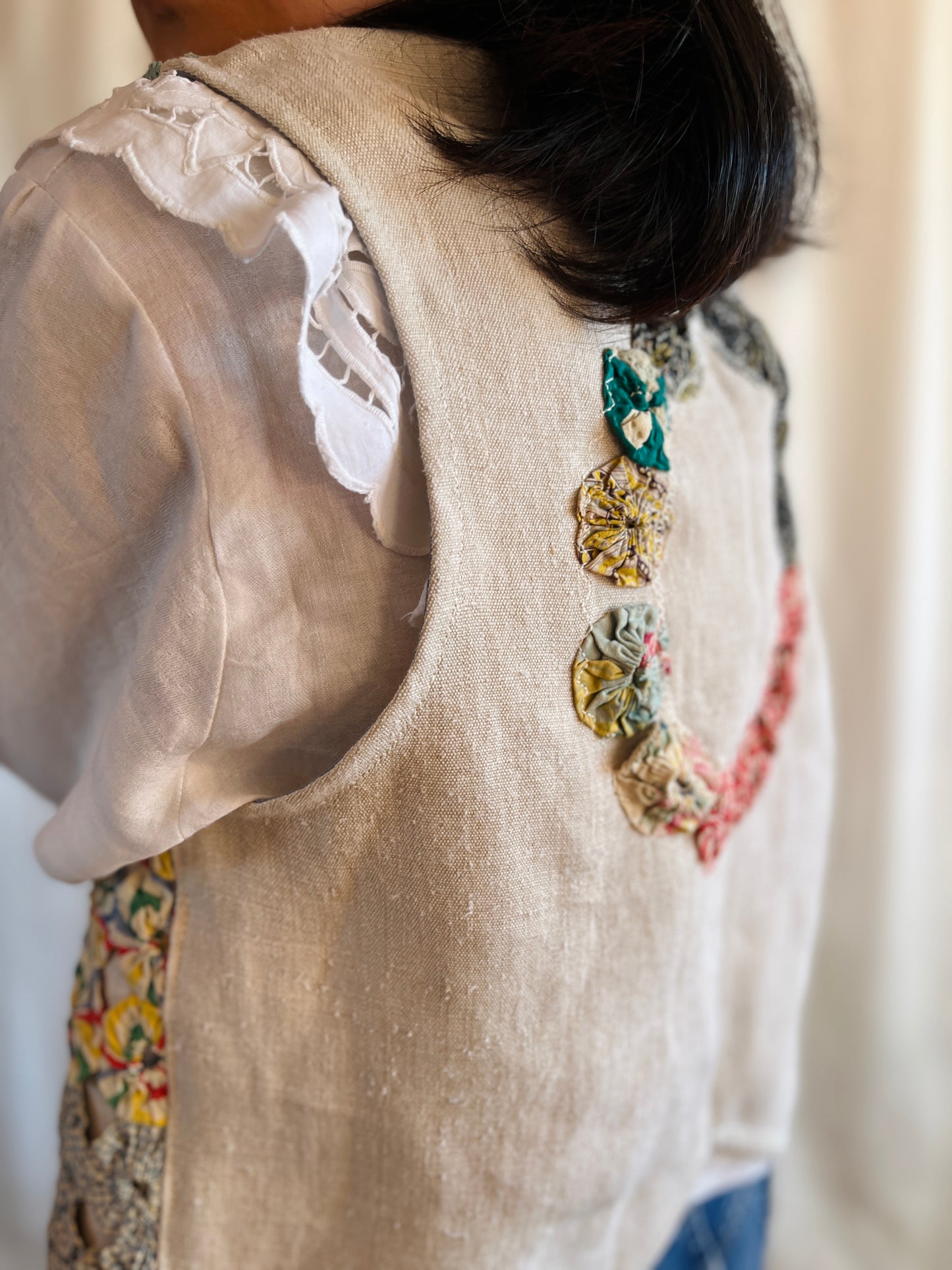 Antique Yo-Yo quilted waistcoat