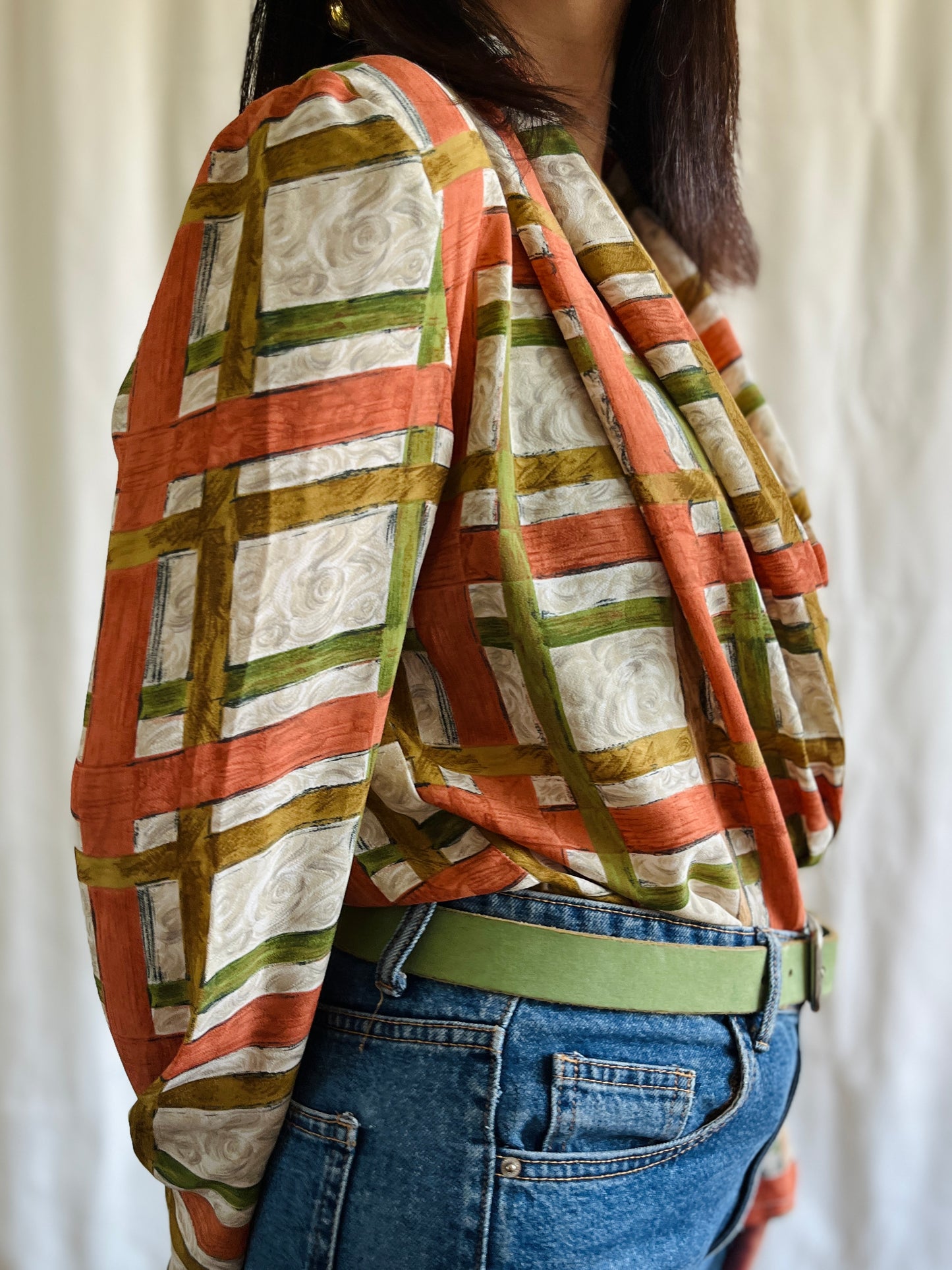 Secretary Blouse Open chest Viscose Top