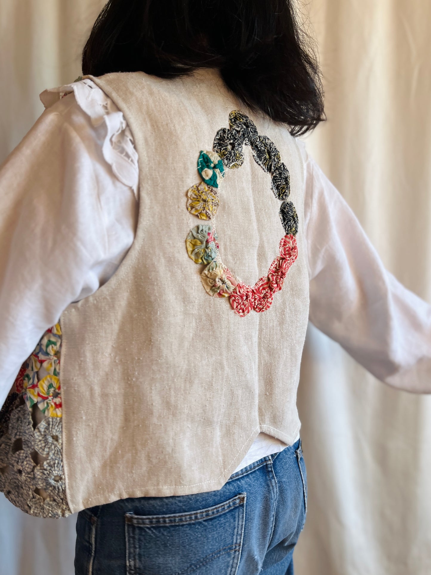 Antique Yo-Yo quilted waistcoat