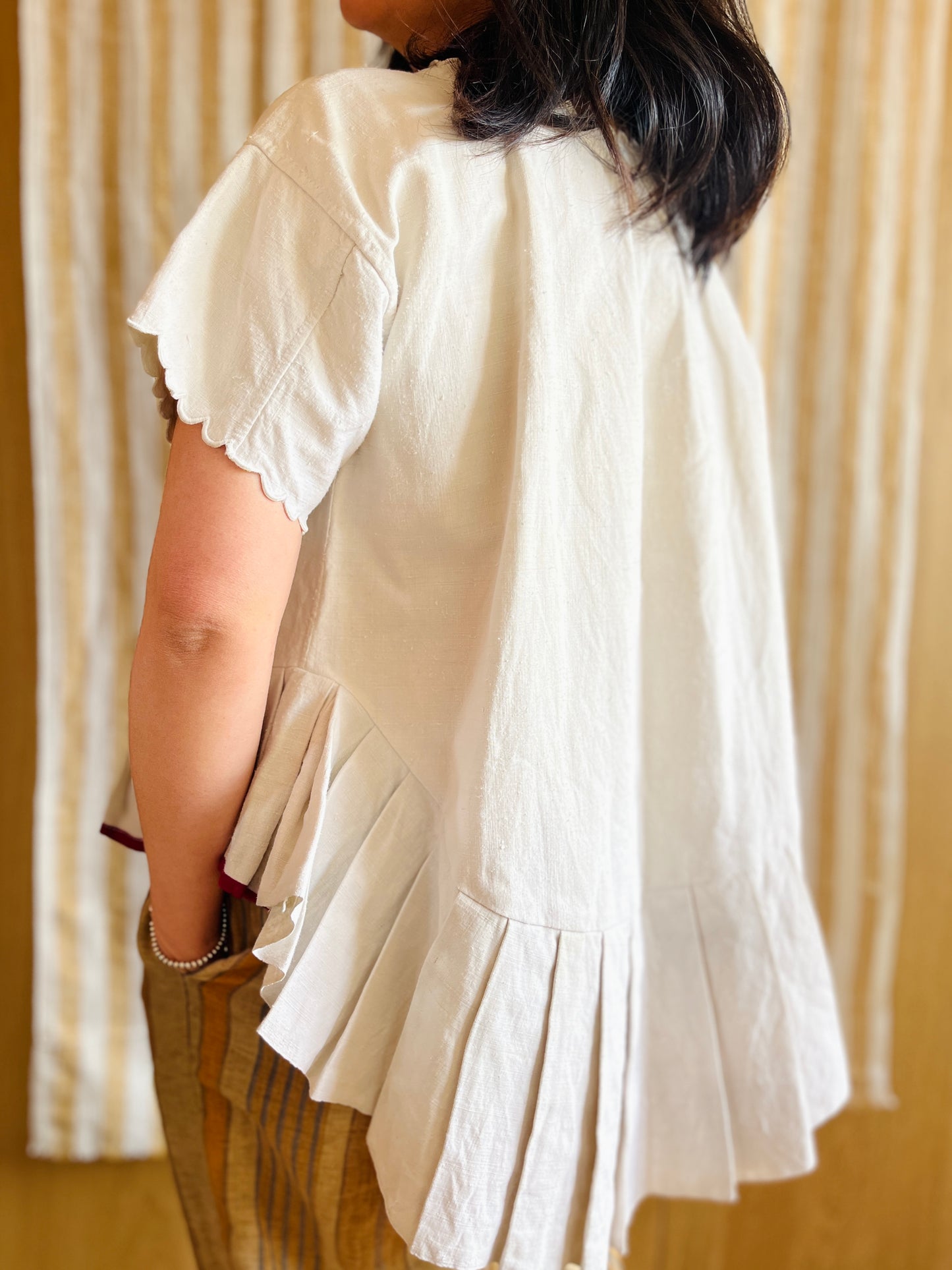 19th Century French Nightgown Turns pleated tunic