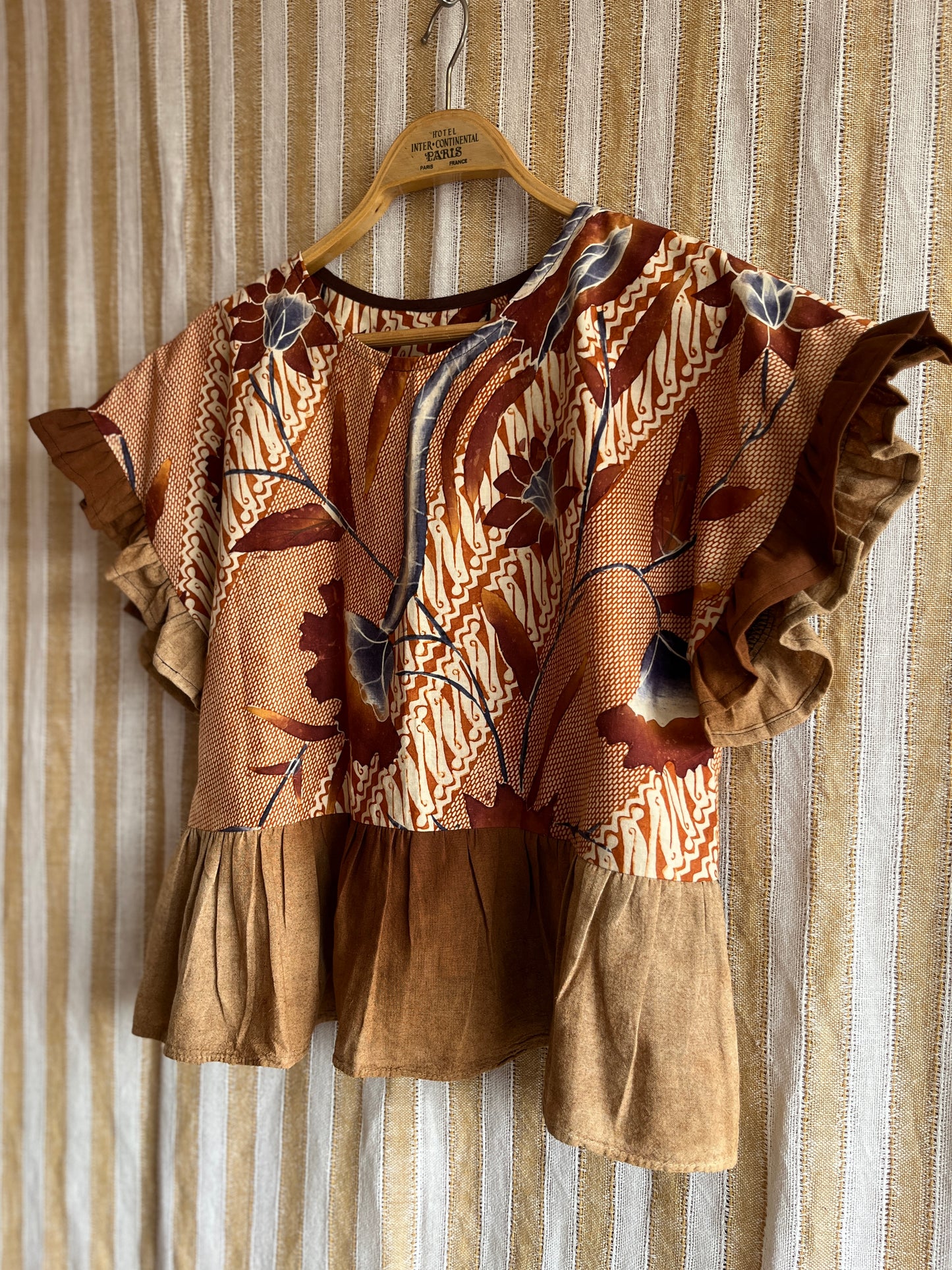 Vintage Batik and berry farmer cheesecloth dolly top