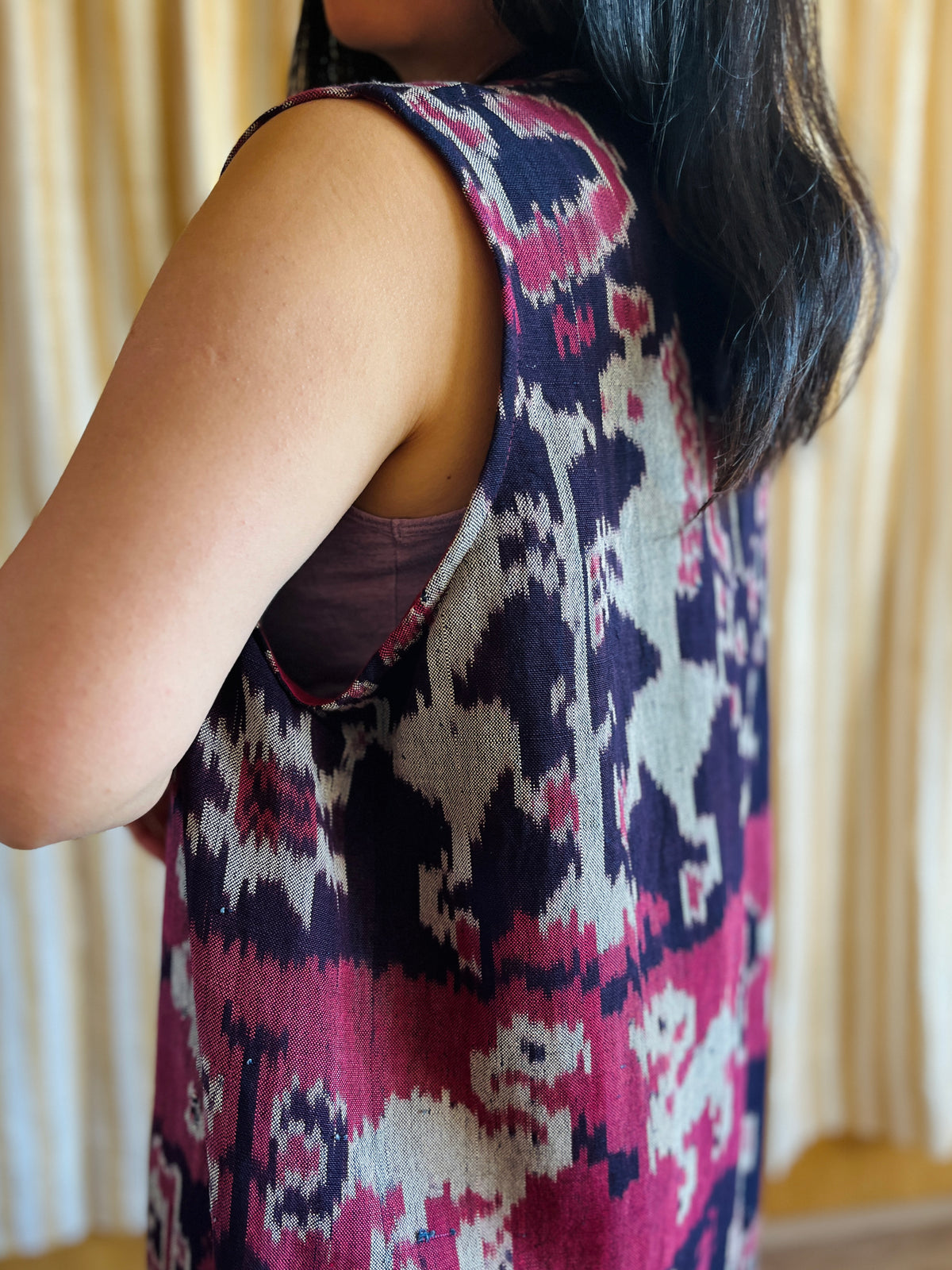 Vintage Ikat textile turns long vest