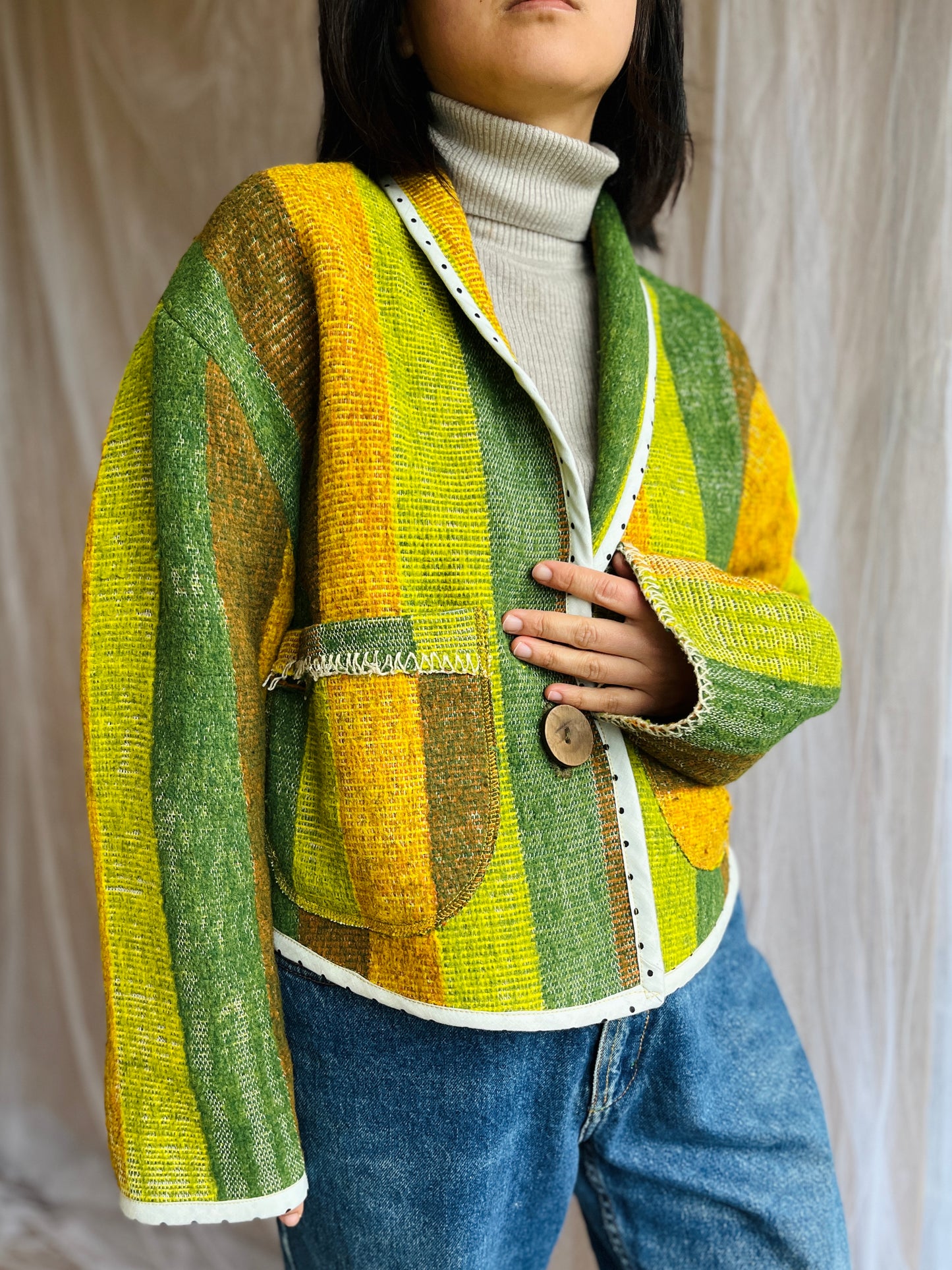 Repurpose vintage roadtrip wool blanket turns Jacket Blazer