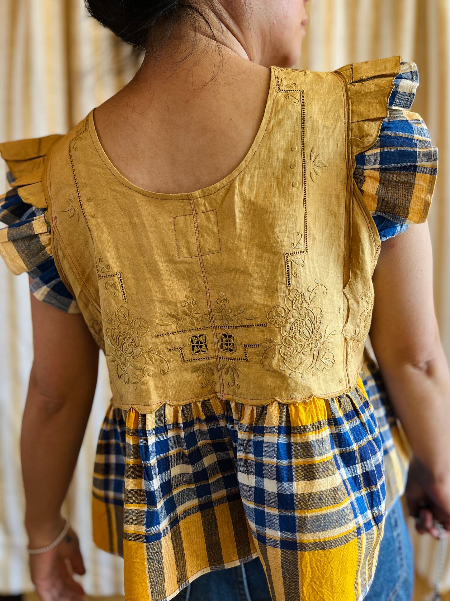 Passion Dyes - Gold gingham double ruffled Dolly