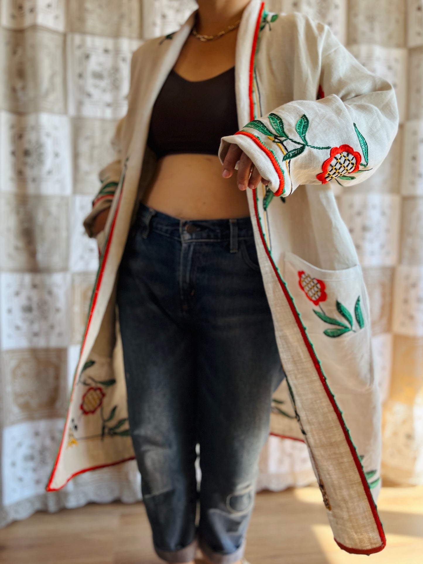 Linen long kimono