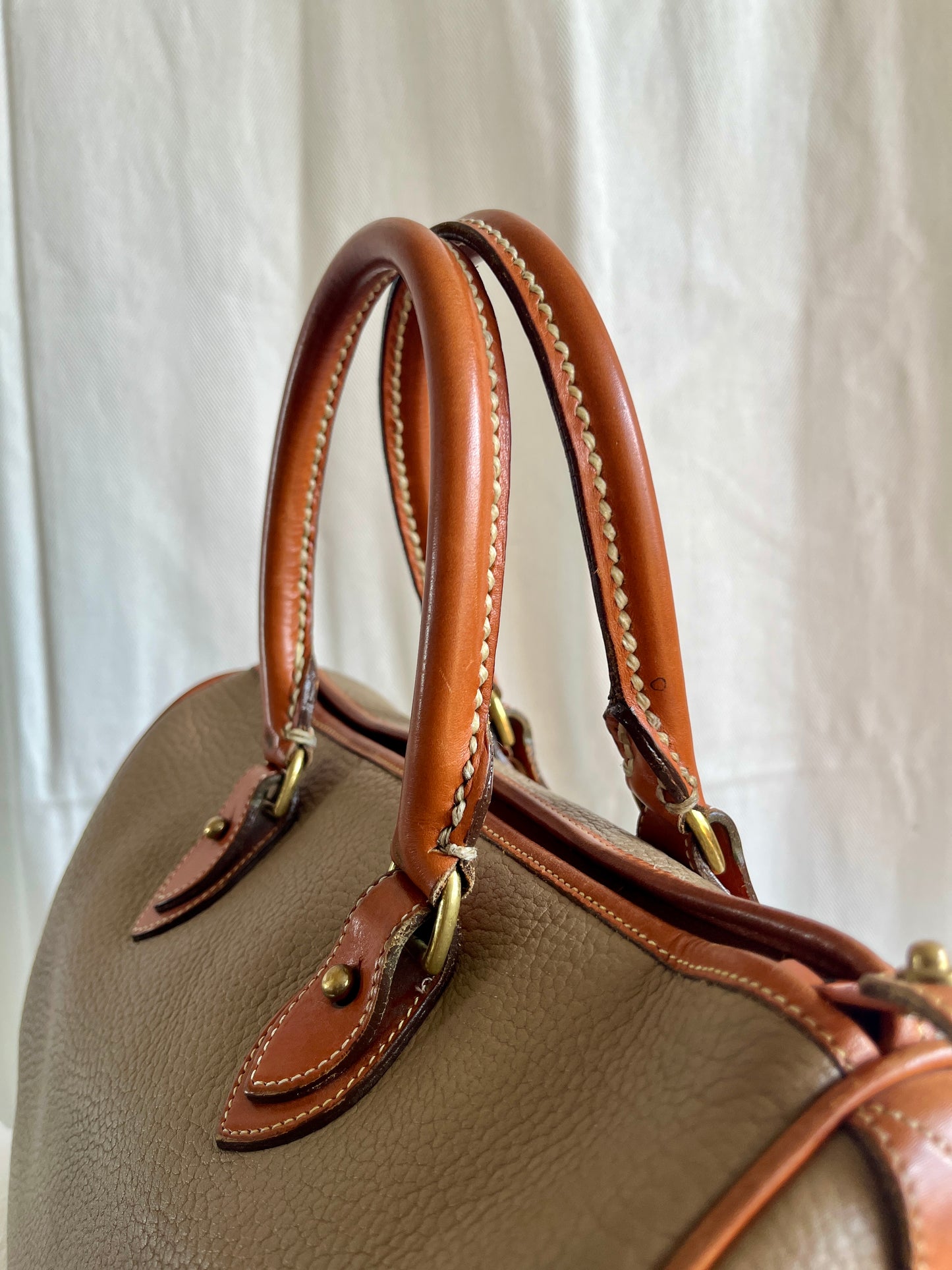Taupe/British Tan R38 Largest Speedy Doctor's Bag Satchel with Strap