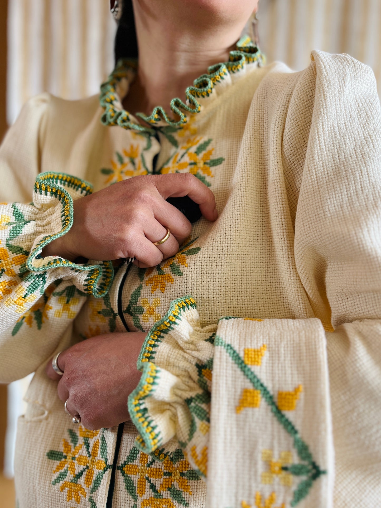 Waffle Cotton Spring Jacket with Matching Belt