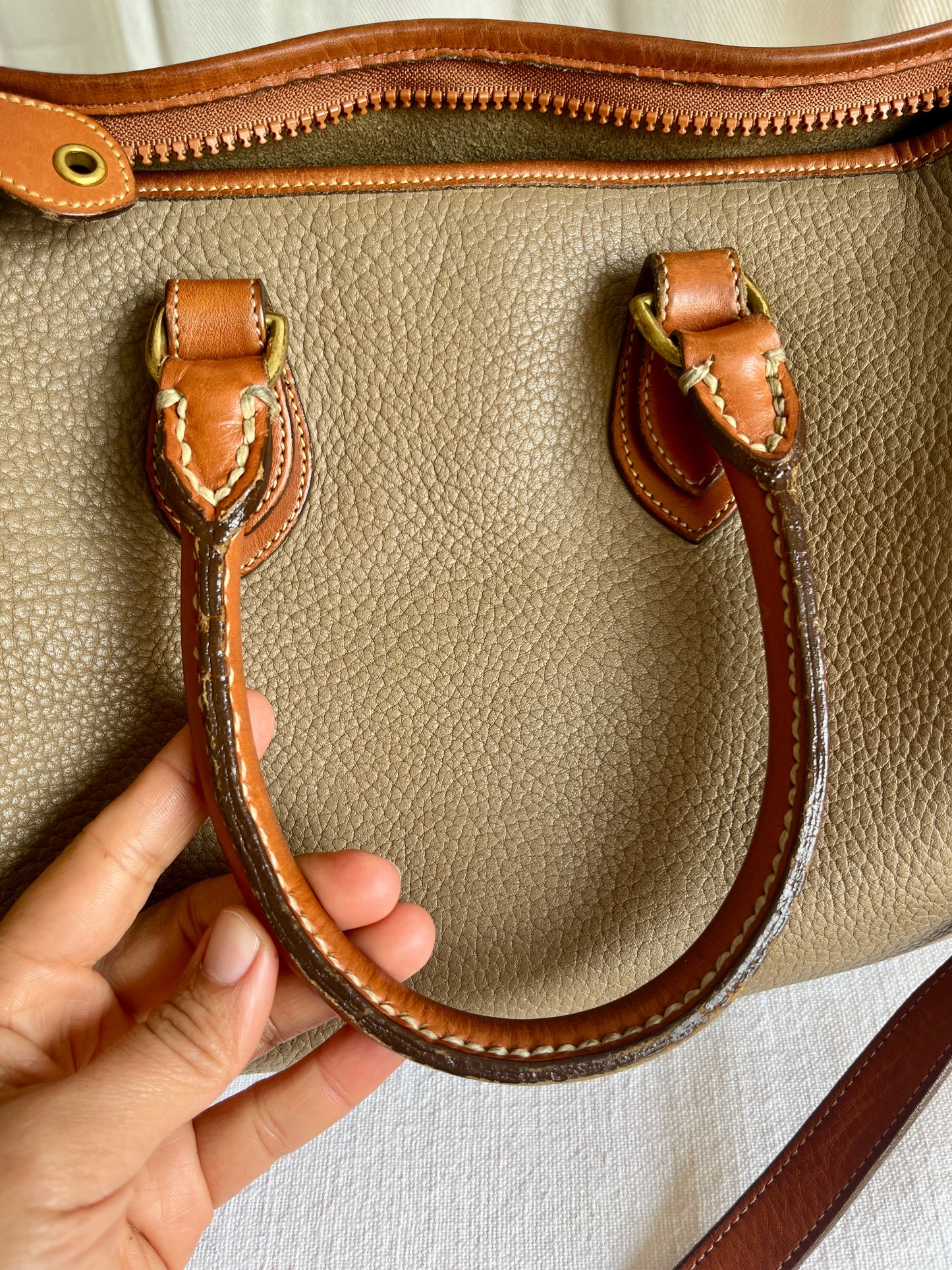 Taupe/British Tan R38 Largest Speedy Doctor's Bag Satchel with Strap