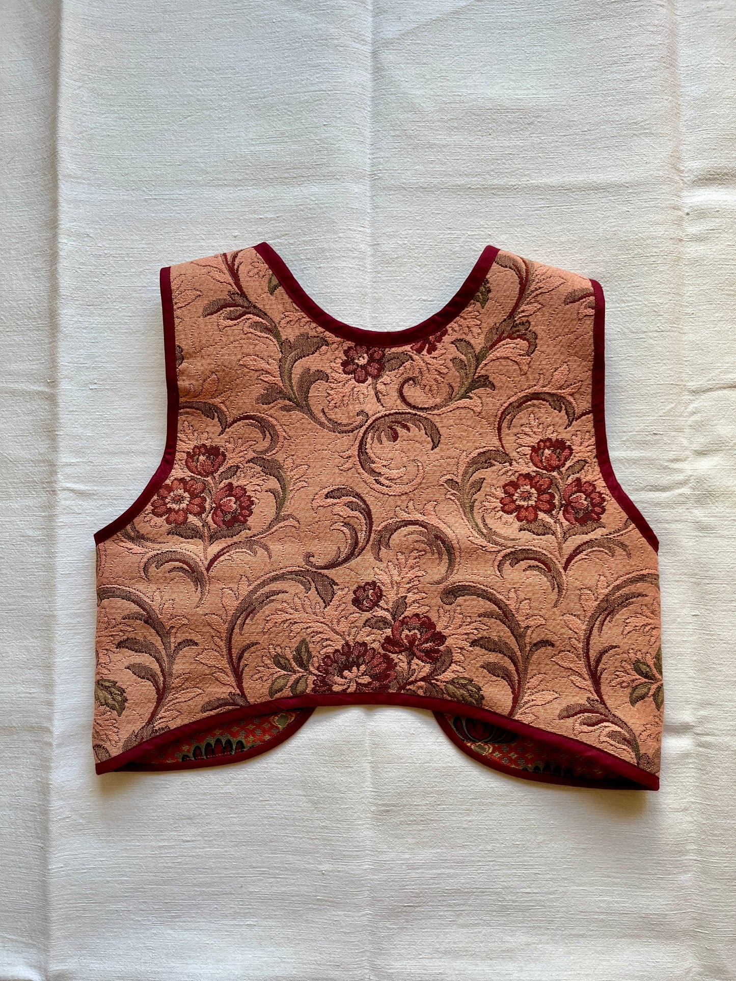 Sweater Gilet made from Vintage tapestry and shearling scraps