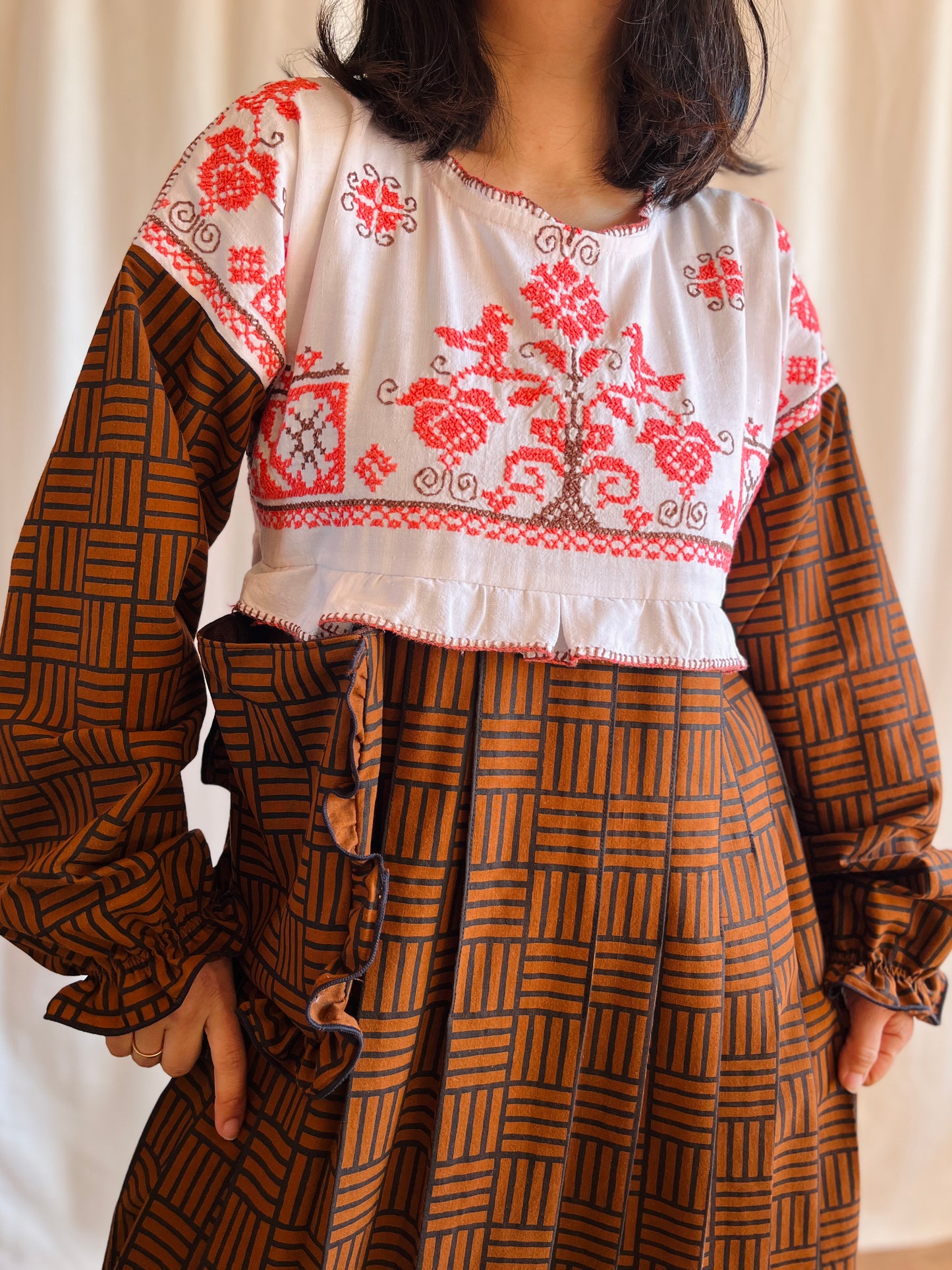 Birdies pleated long dress with ties